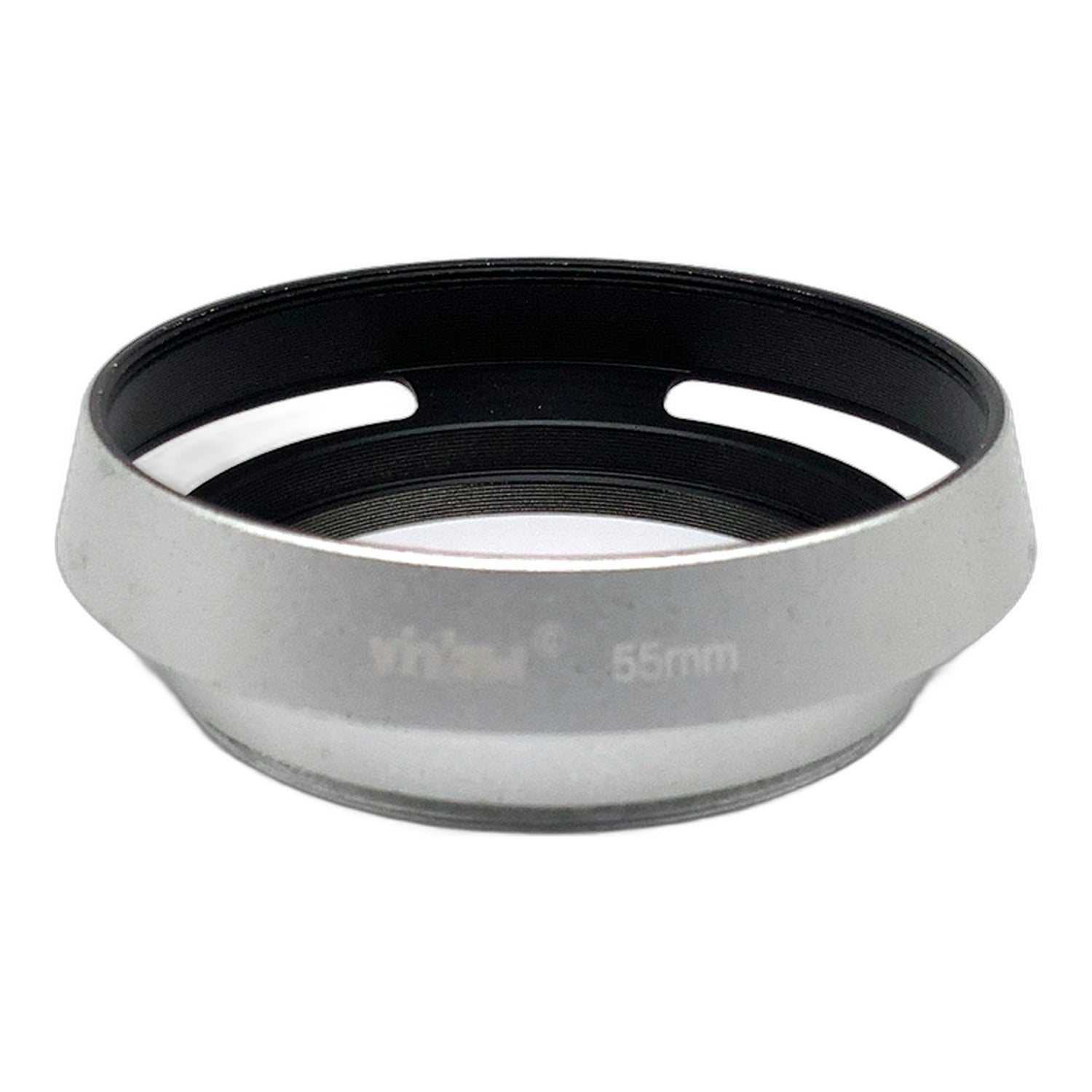 vhbw 55mm Gegenlichtblende Metall Schraubblende silber Lens Hood