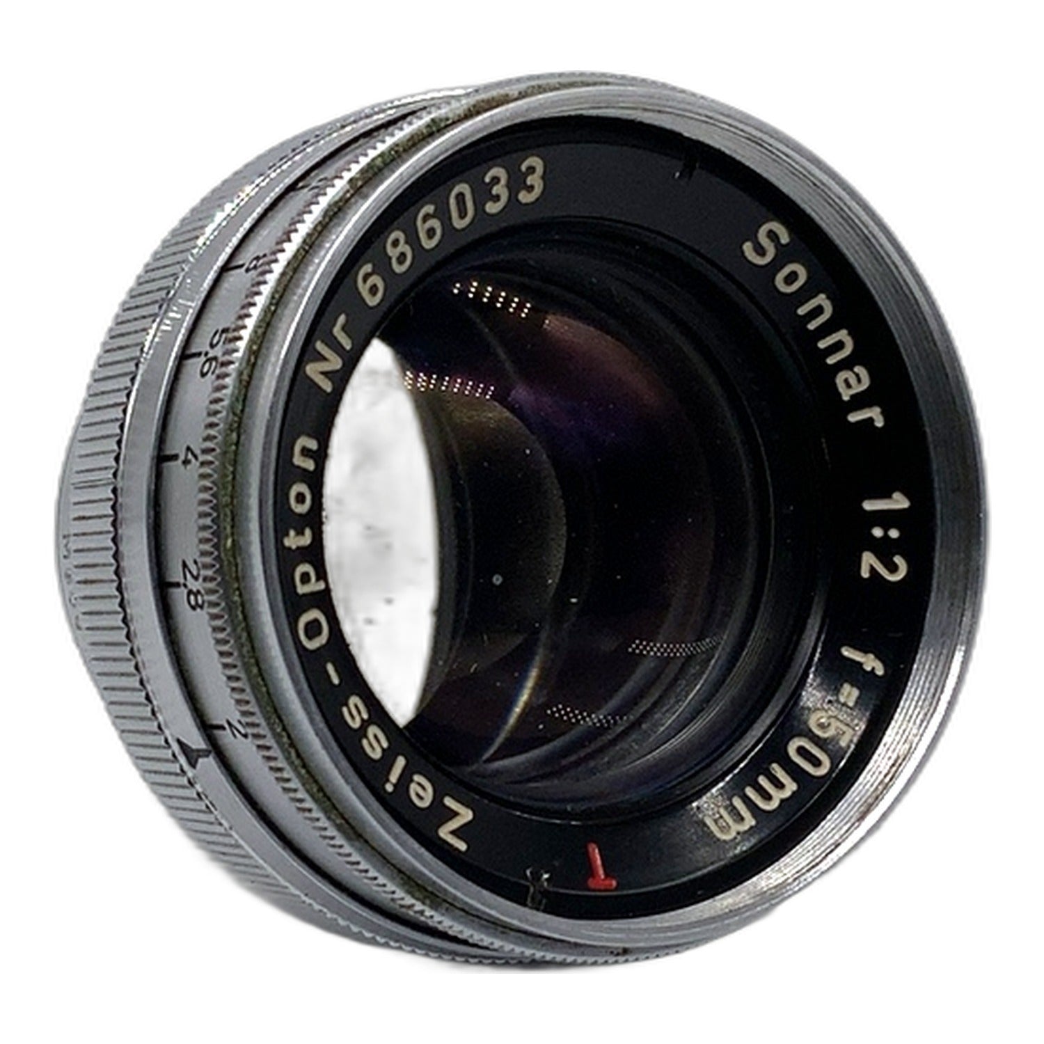 Zeiss-Opton Sonnar red T 50mm 1:2 Objektiv Festbrennweite (Contax RF) Pilz!