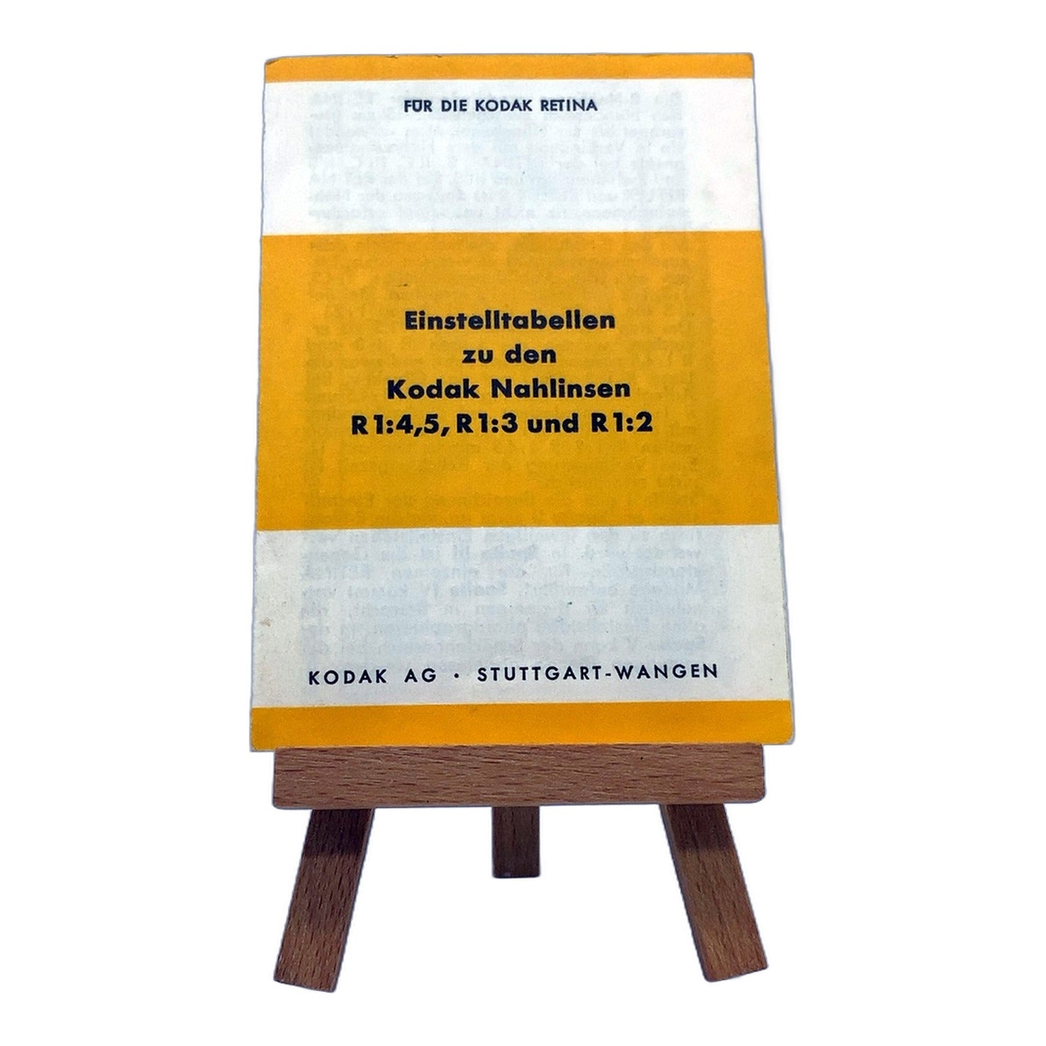 Kodak Einstelltabellen zu den Kodak Nahlinsen R:1:4,5, R1:3 und R1:2 Deutsch