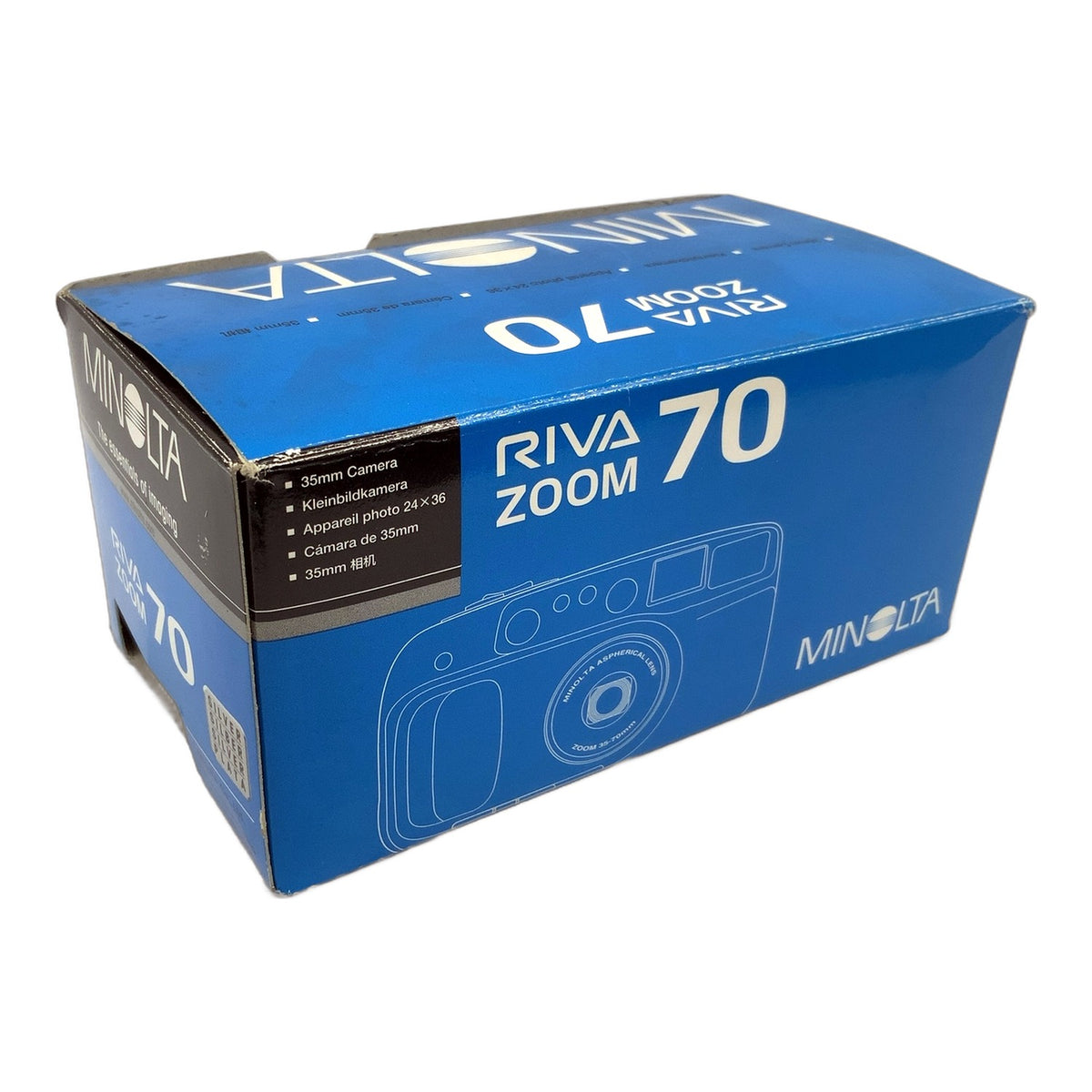 Minolta Riva Zoom 70 OVP-Karton Tasche Blau Fototasche Camera Bag Kameratasche