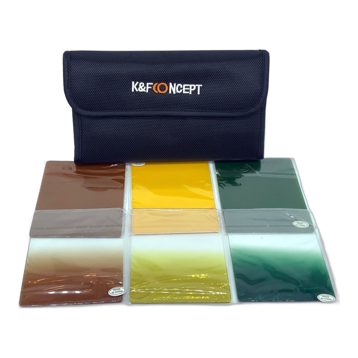 K&F Concept 6er Set Farb-und-Verlaufsfilter Yellow/Green/Brown + Case 85x95mm