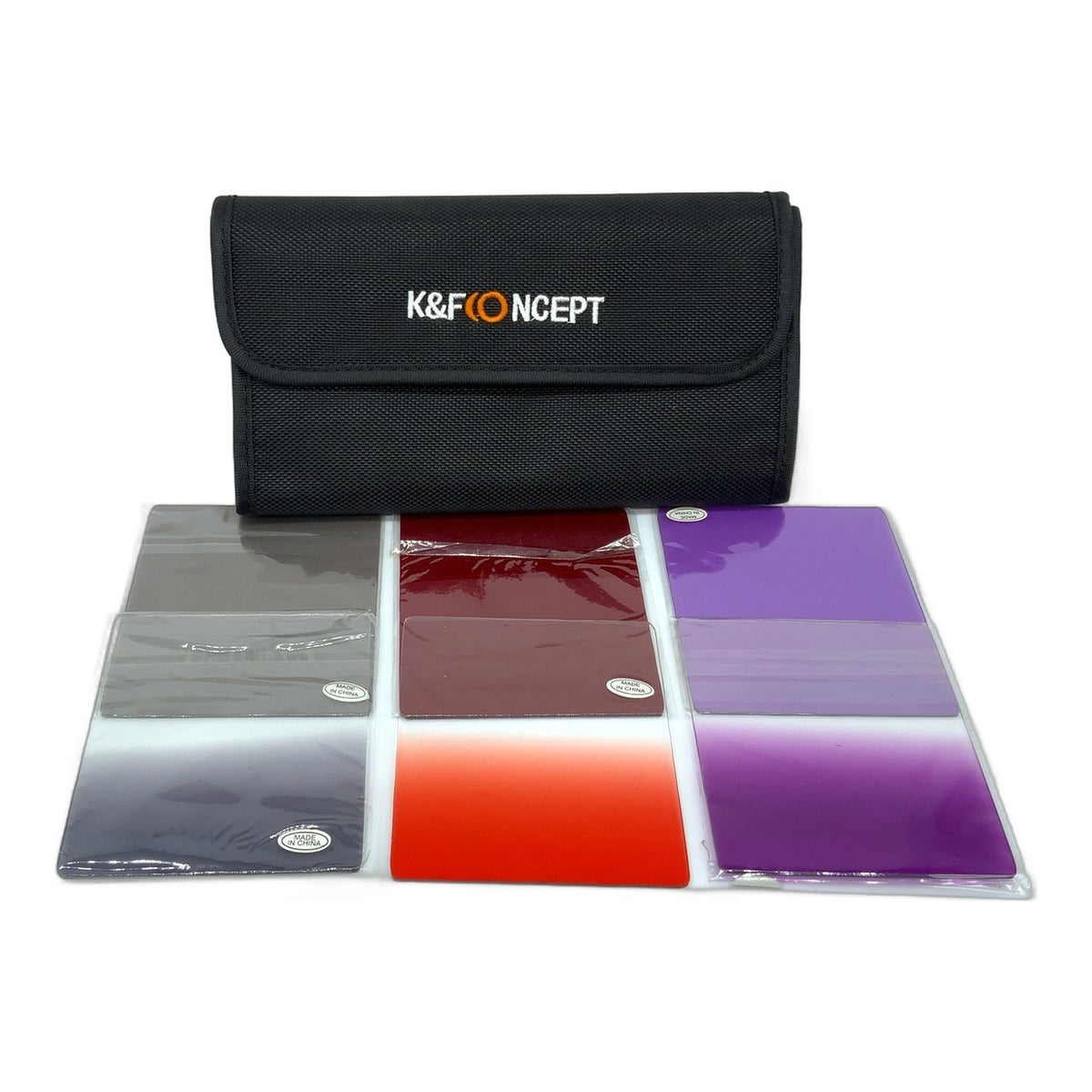 K&F Concept 6er Set Farb-und-Verlaufsfilter Purple/Red/Grey + Case 85x95mm