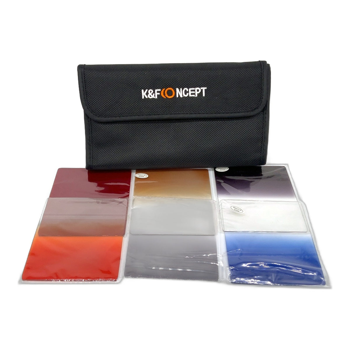 K&F Concept 6er Set Farbfilter Red + Verlauf Blue/Orange/Brown/Grey/ND4 85x95mm