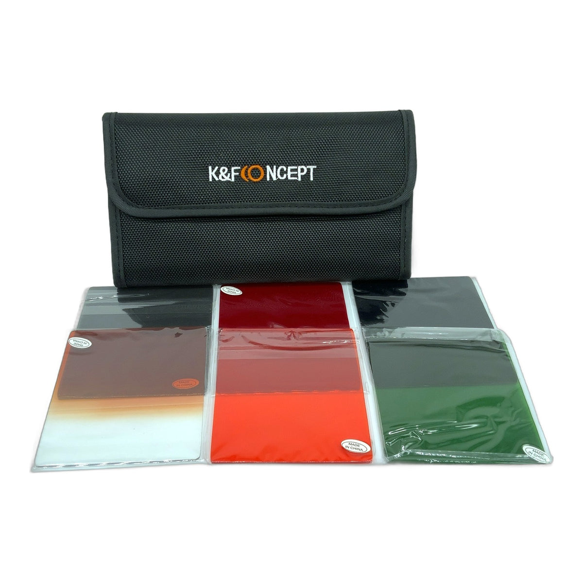 K&F Concept 6er Set Farbfilter Orange/Green/Red + Verlauf Orange + ND2/8 85x95mm