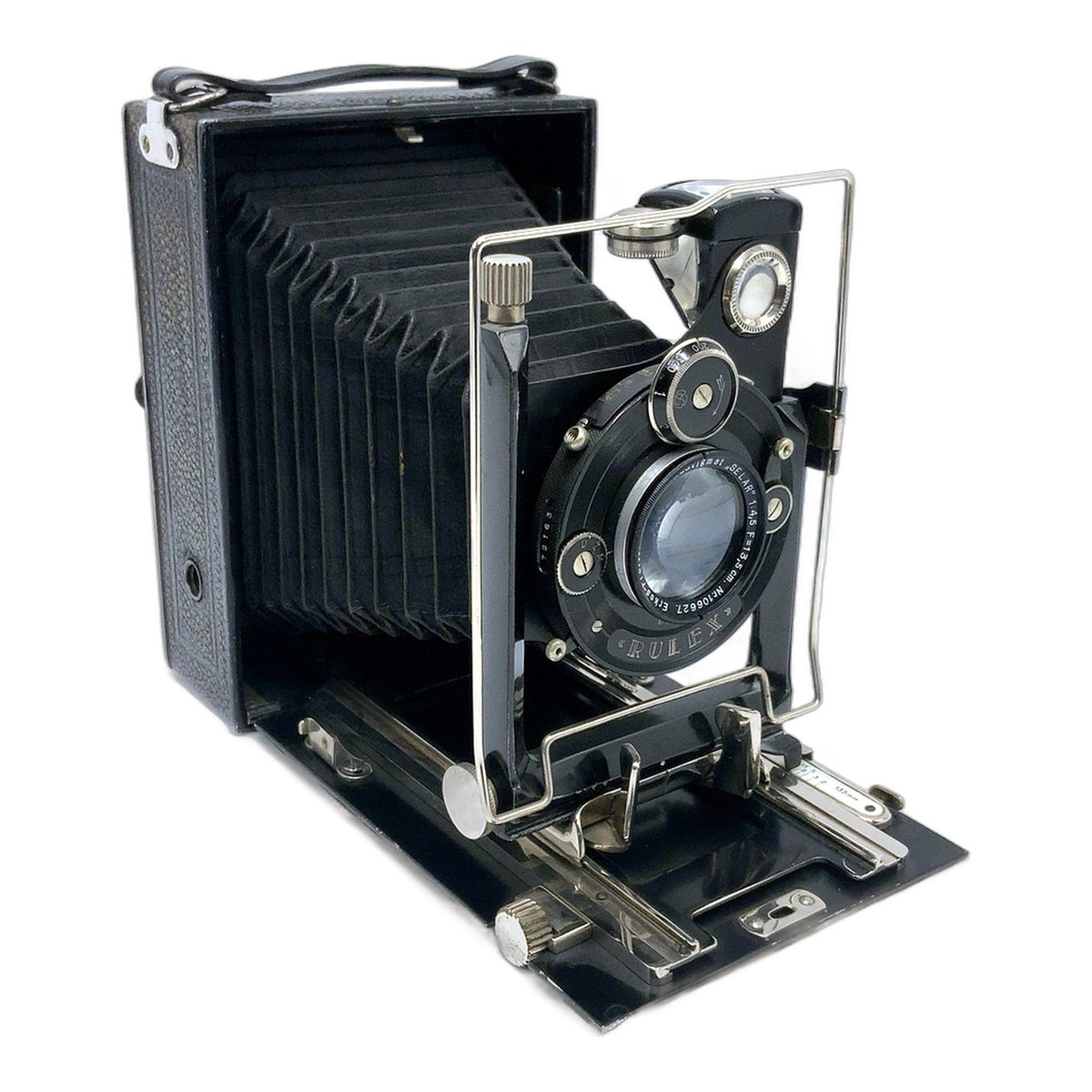 Plattenkamera mit Erkos-Freital. Doppel-Anastigmat  "Selar" 13,5mm 1:4.5 Rulex