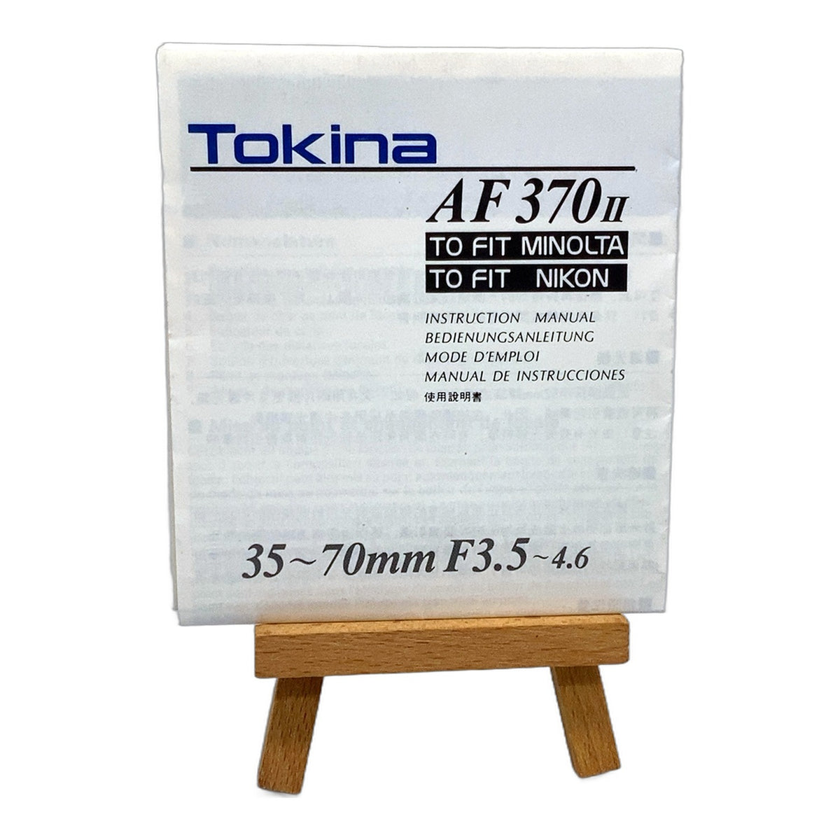 Tokina AF 370 35-70mm F3.5-4.6 Bedienungsanleitung User Manual Handbuch Deutsch
