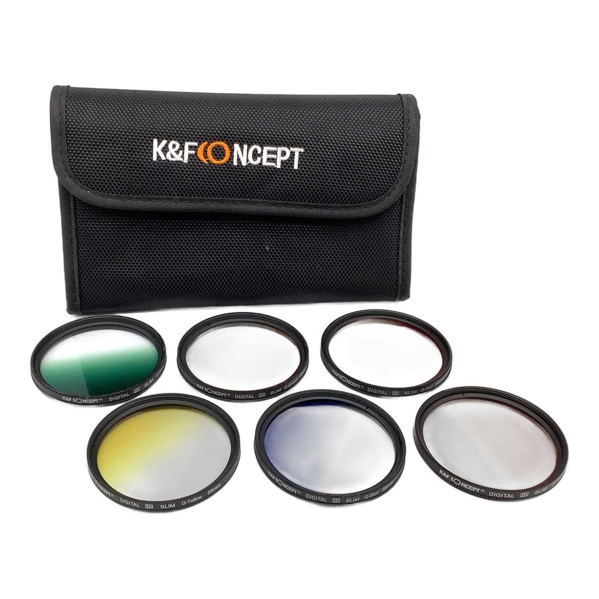 K&F Concept Verlaufsfilter Digital HD Slim gelb/rot/orange/braun/blau/grün 58mm
