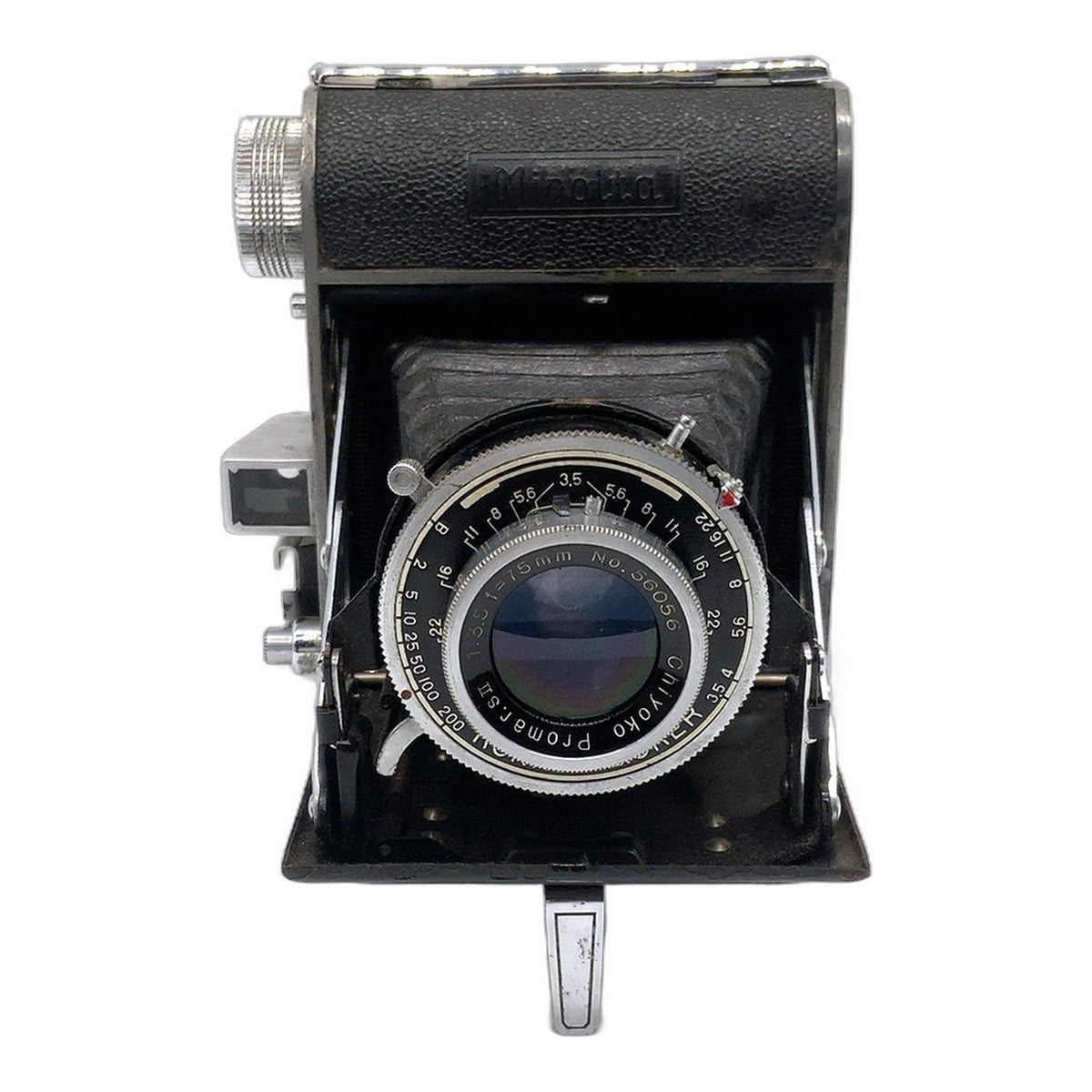 Minolta Konasn-Flicker Klappkamera mit Promar 75mm 1:3.5 Chiyoko Balgenkamera