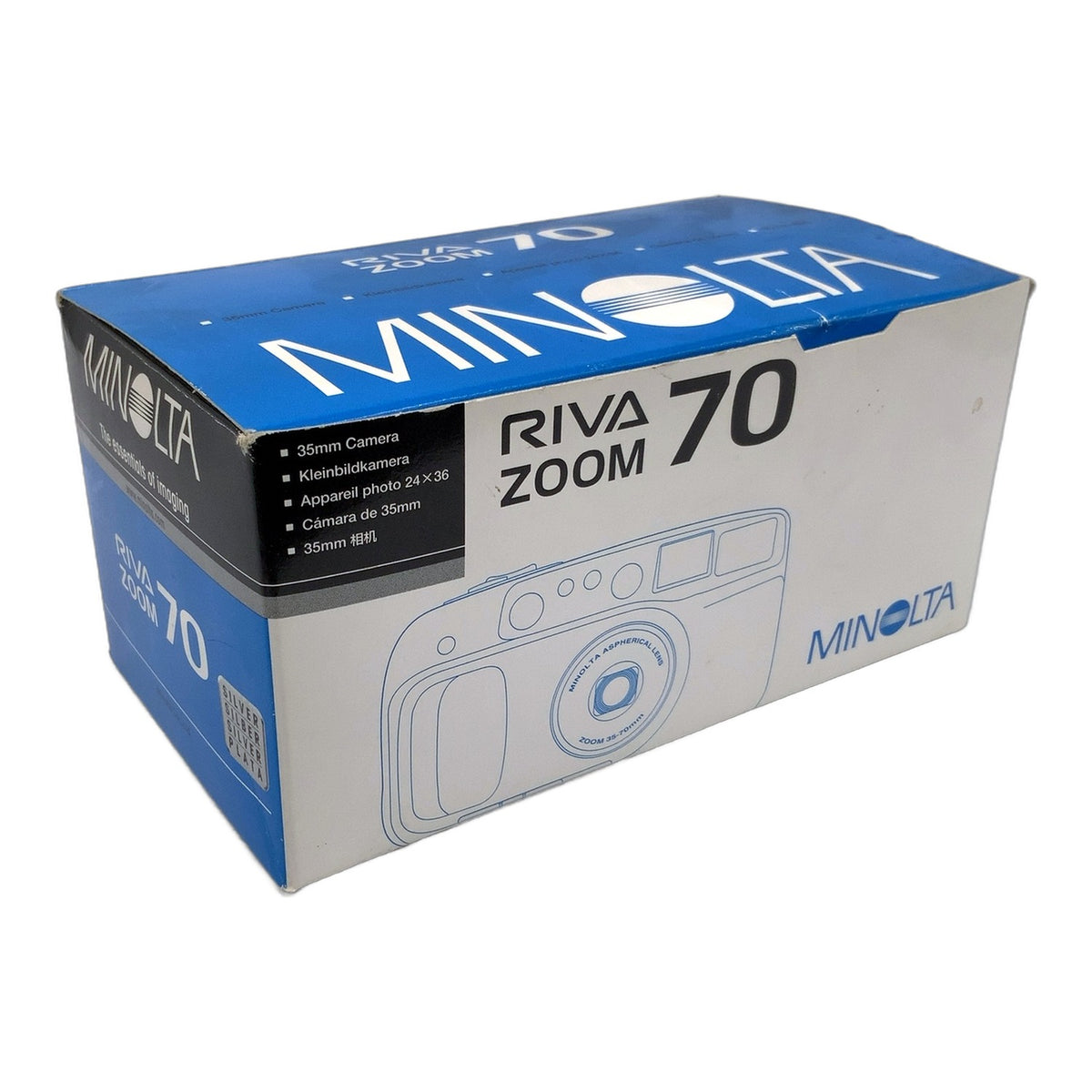 Minolta Riva Zoom 70 OVP-Karton Tasche Blau Fototasche Camera Bag Kameratasche