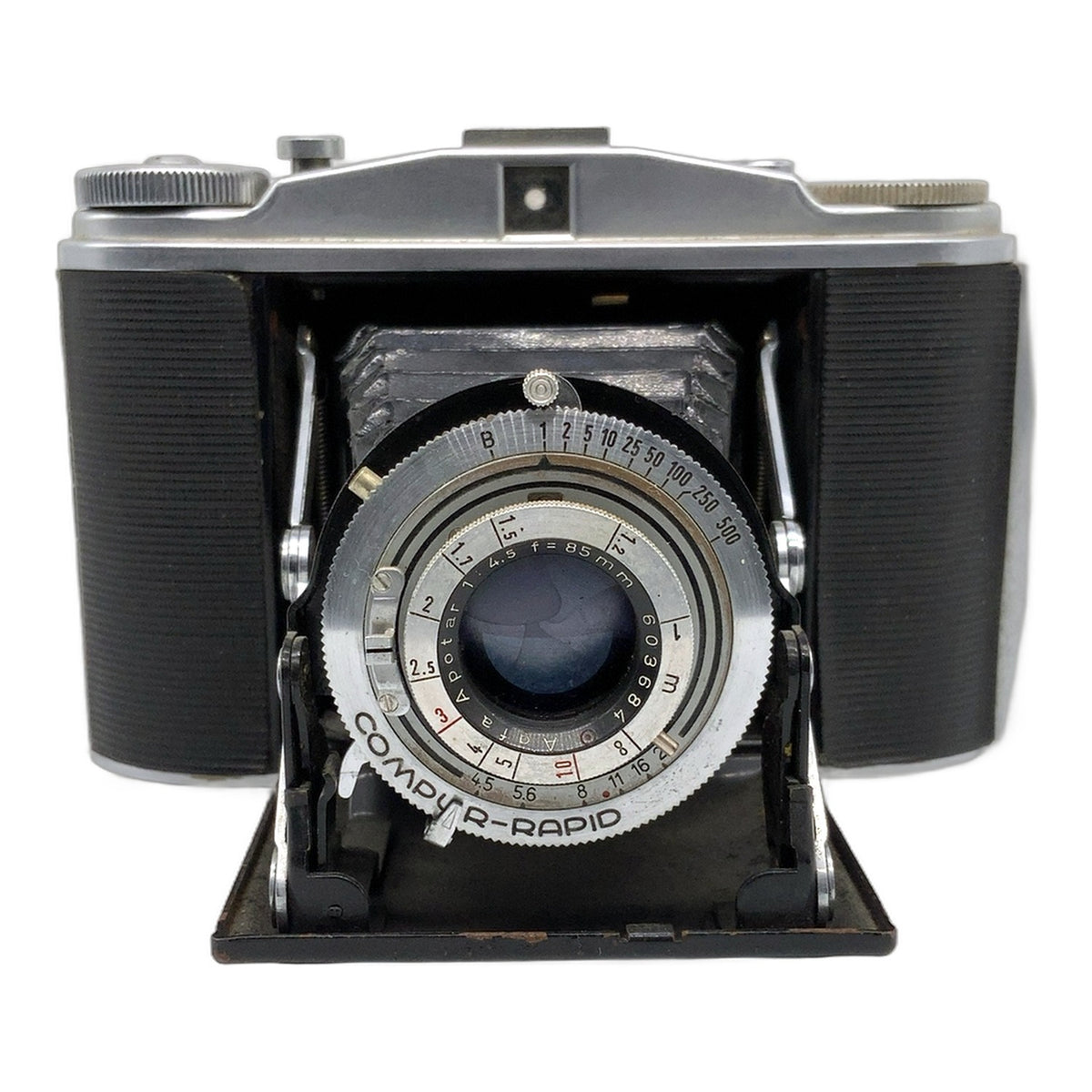 Agfa Isolette II Klappkamera mit Apotar 1:4,5 85mm Compu-Rapid Balgenkamera