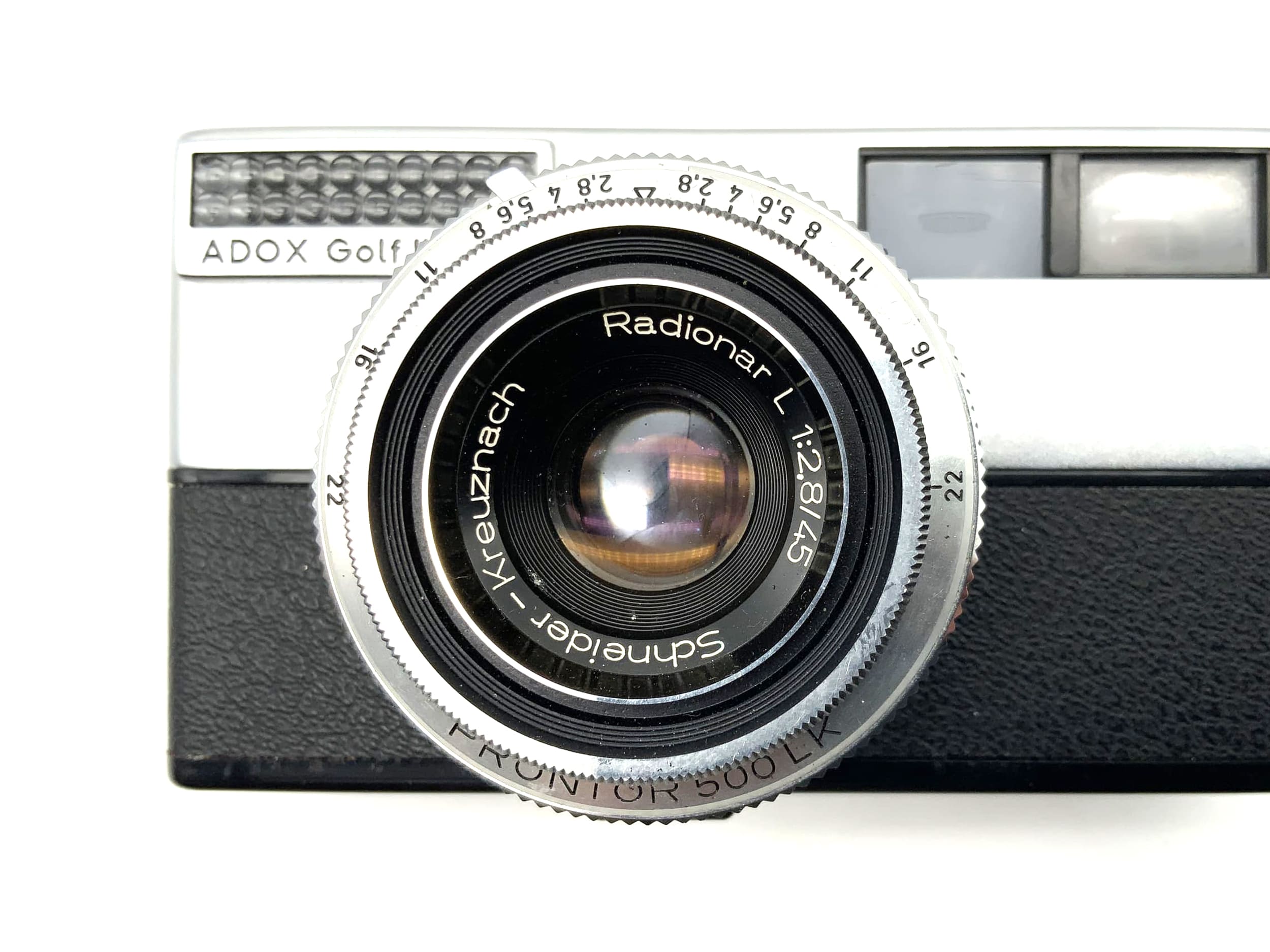 Adox Golf IIIA Sucherkamera mit Schneider Kreuznach Radionar L 45mm 1:2.8 35mm