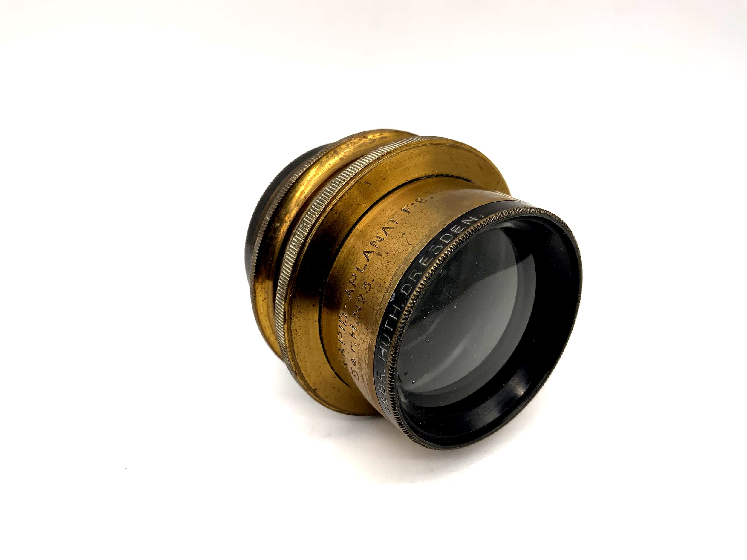 Huth Dresden 1:8 Objektiv Extra Rapid Aplamat No.3 Brass Lens (44mm Gewinde)