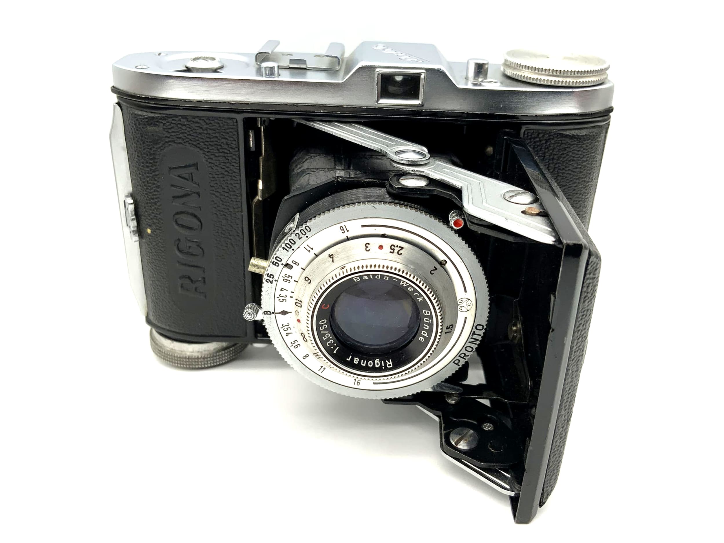 Appareil photo pliant Balda Rigona avec objectif rouge C Pronto Rigonar 1:3.5 50mm