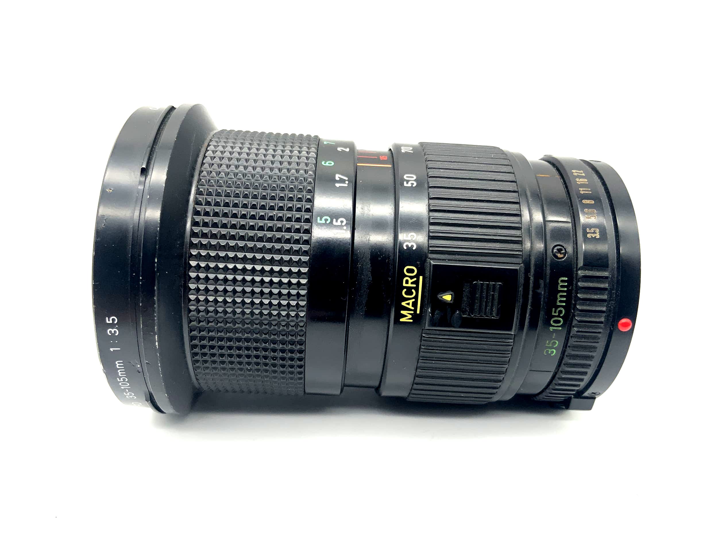 Canon 35-105mm 1:3.5 Objektiv Zoom Lens FD Macro Lens (Canon FD) Text lesen