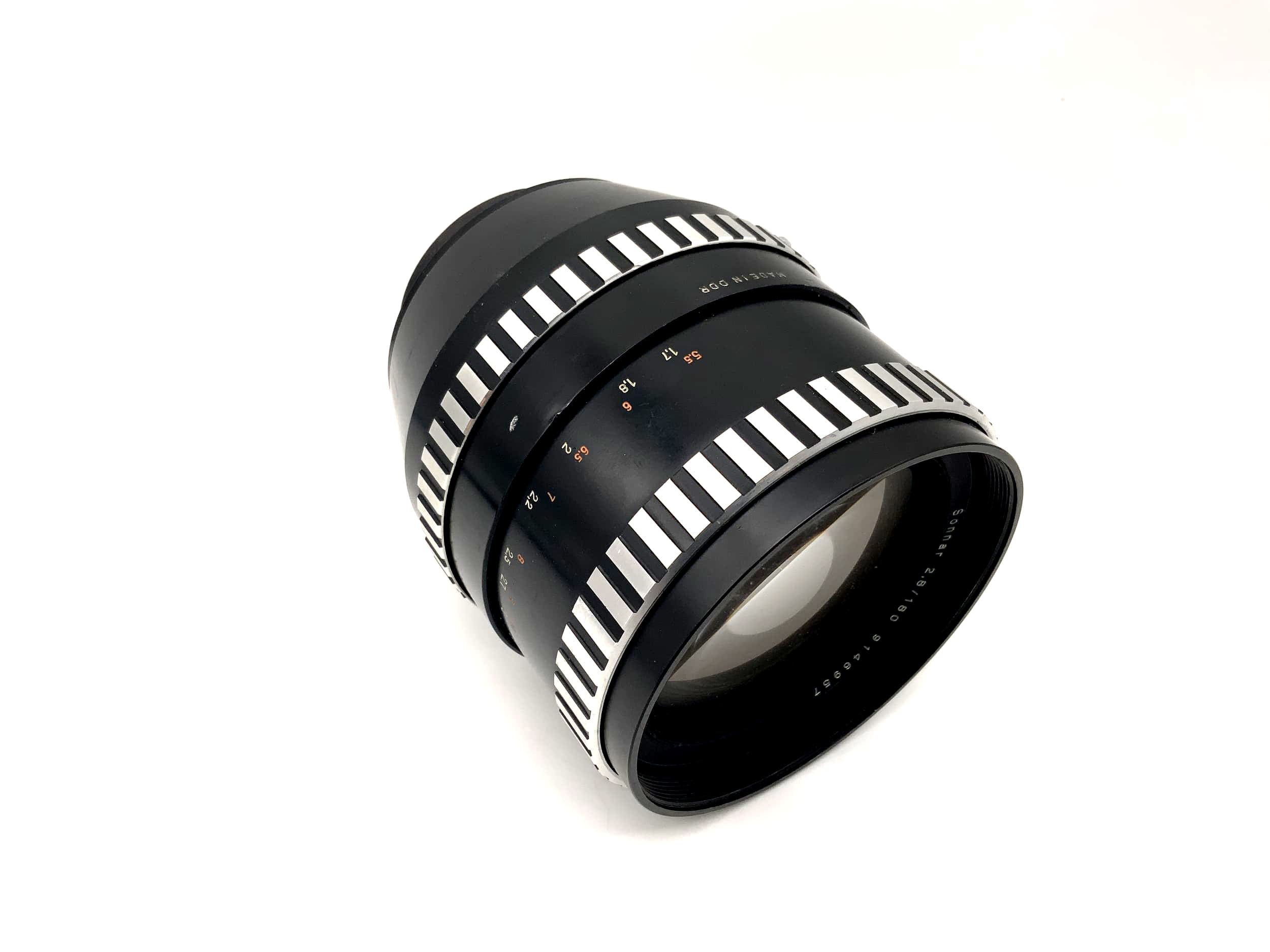 Carl Zeiss 180mm 1:2.8 Objektiv Sonnar Zebra Camera Lens (Pentacon Six) !Pilz!