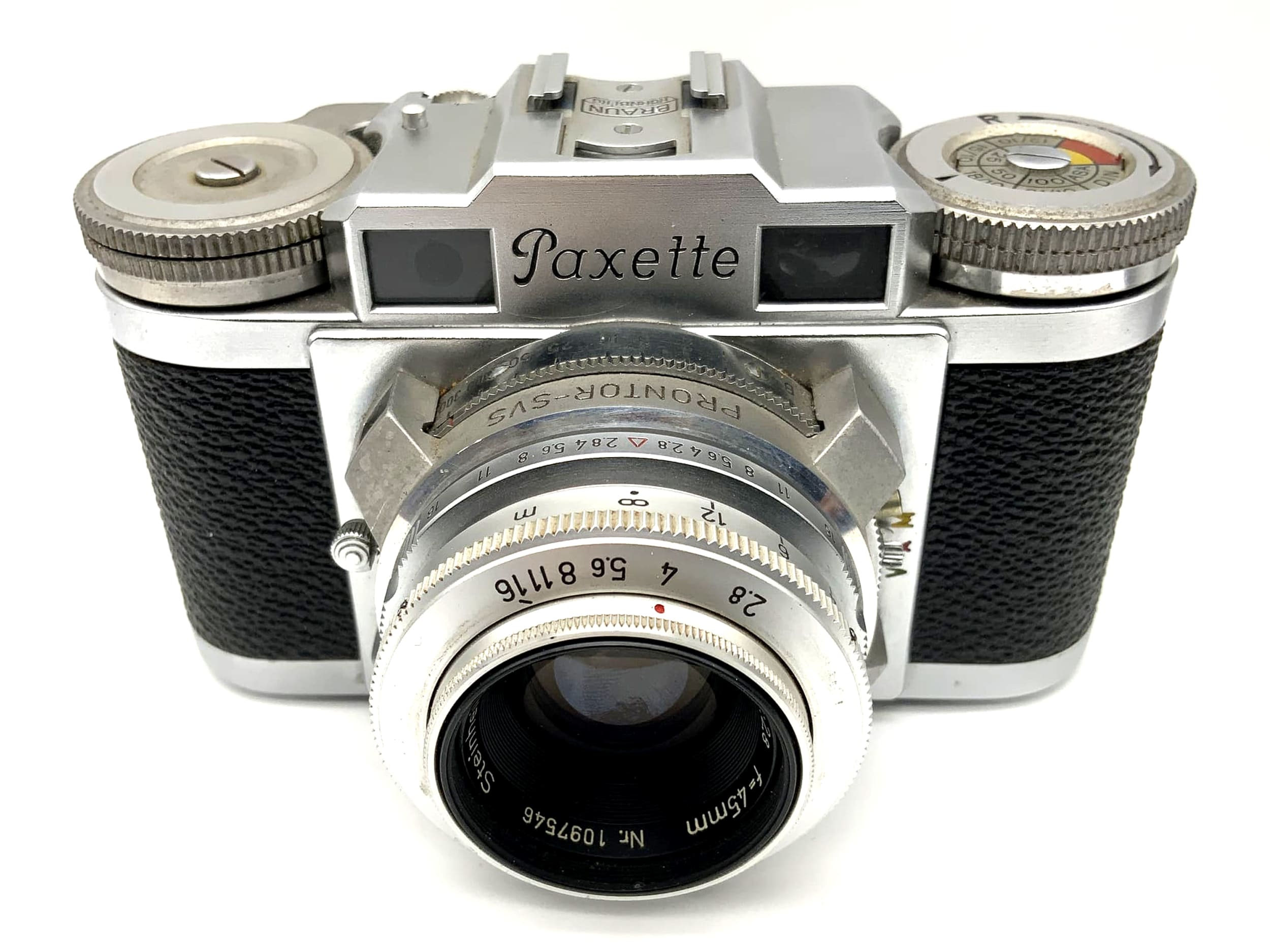 Braun Paxette mit Steinheil München Cassarit 1:2.8 f=45mm Prontor-SVS schwarz