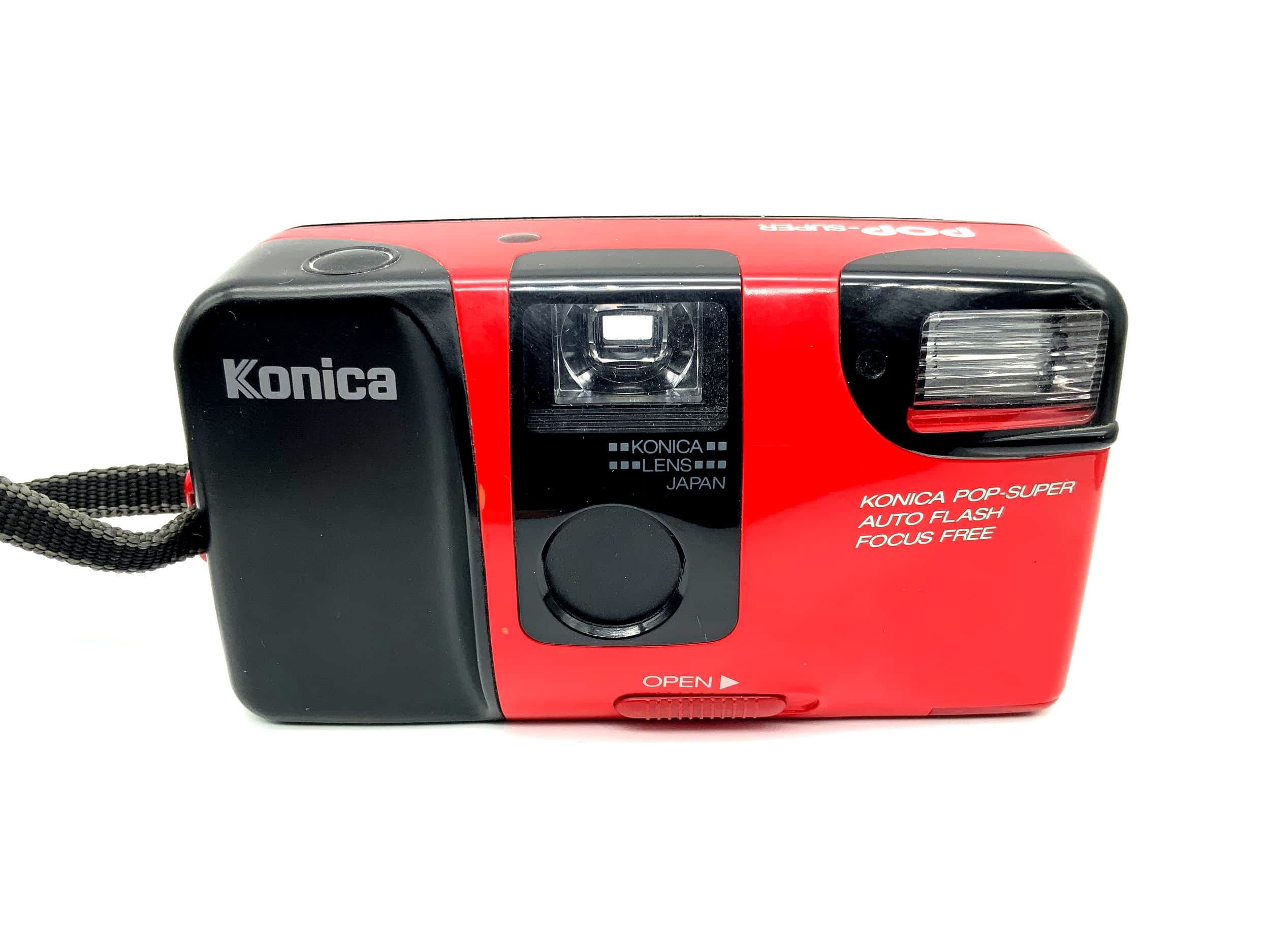 Konica Pop-Super Point&Shoot rot Auto Flash Focus Free Analogkamera 35mm