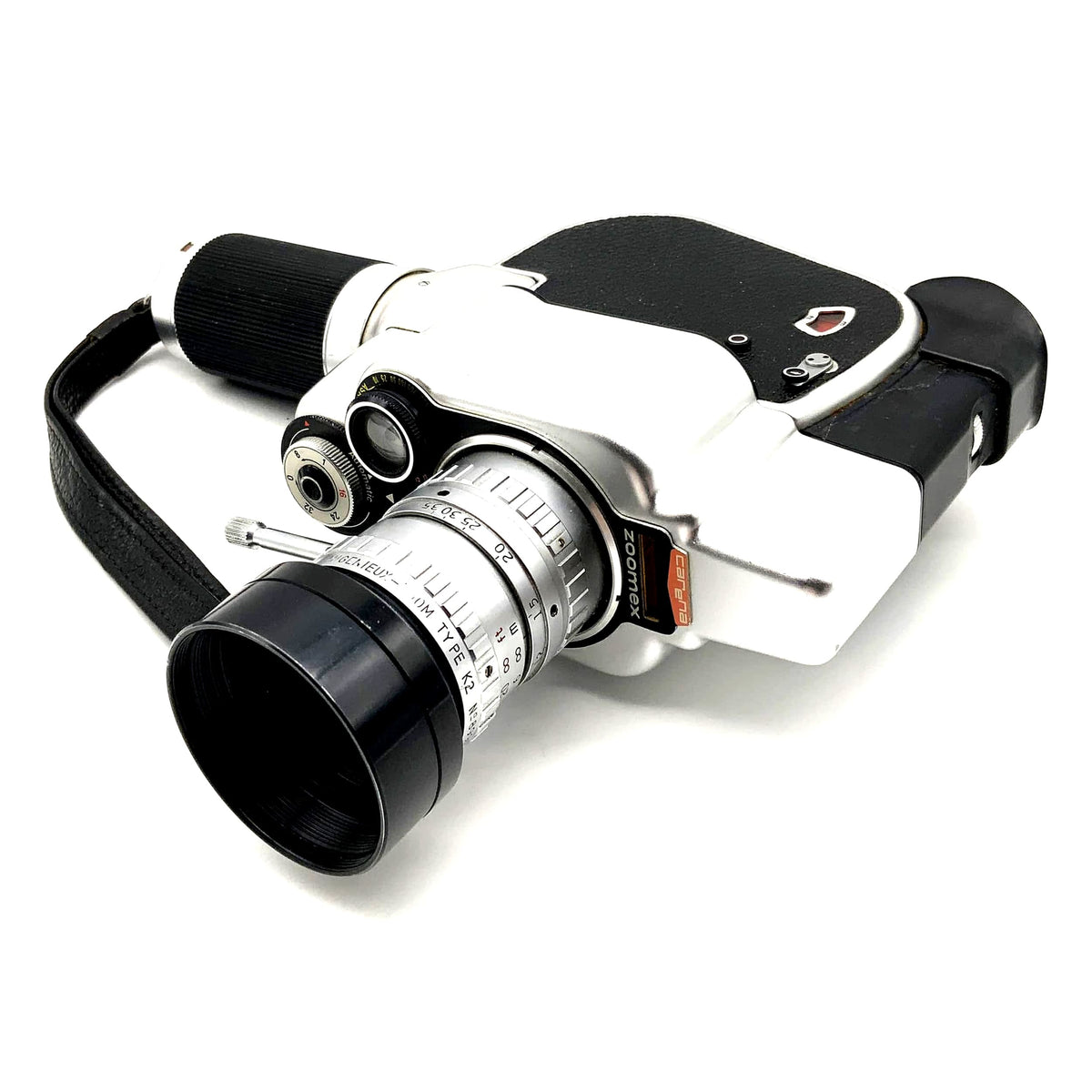 Caméra argentique Carena Zoomex avec double objectif 8 mm Angenieux Type K2 1.8//7.5-35mm