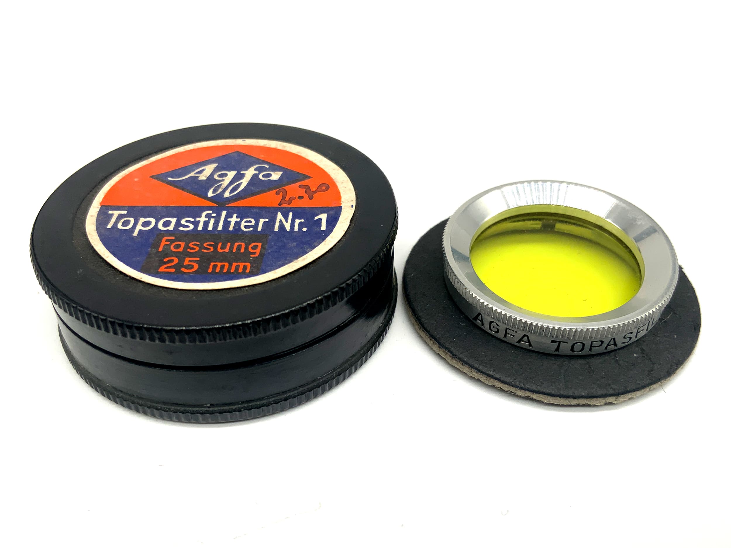 Agfa Farbfilter Topasfilter 1 gelb/yellow Steckfilter Slip On im Etui 25mm