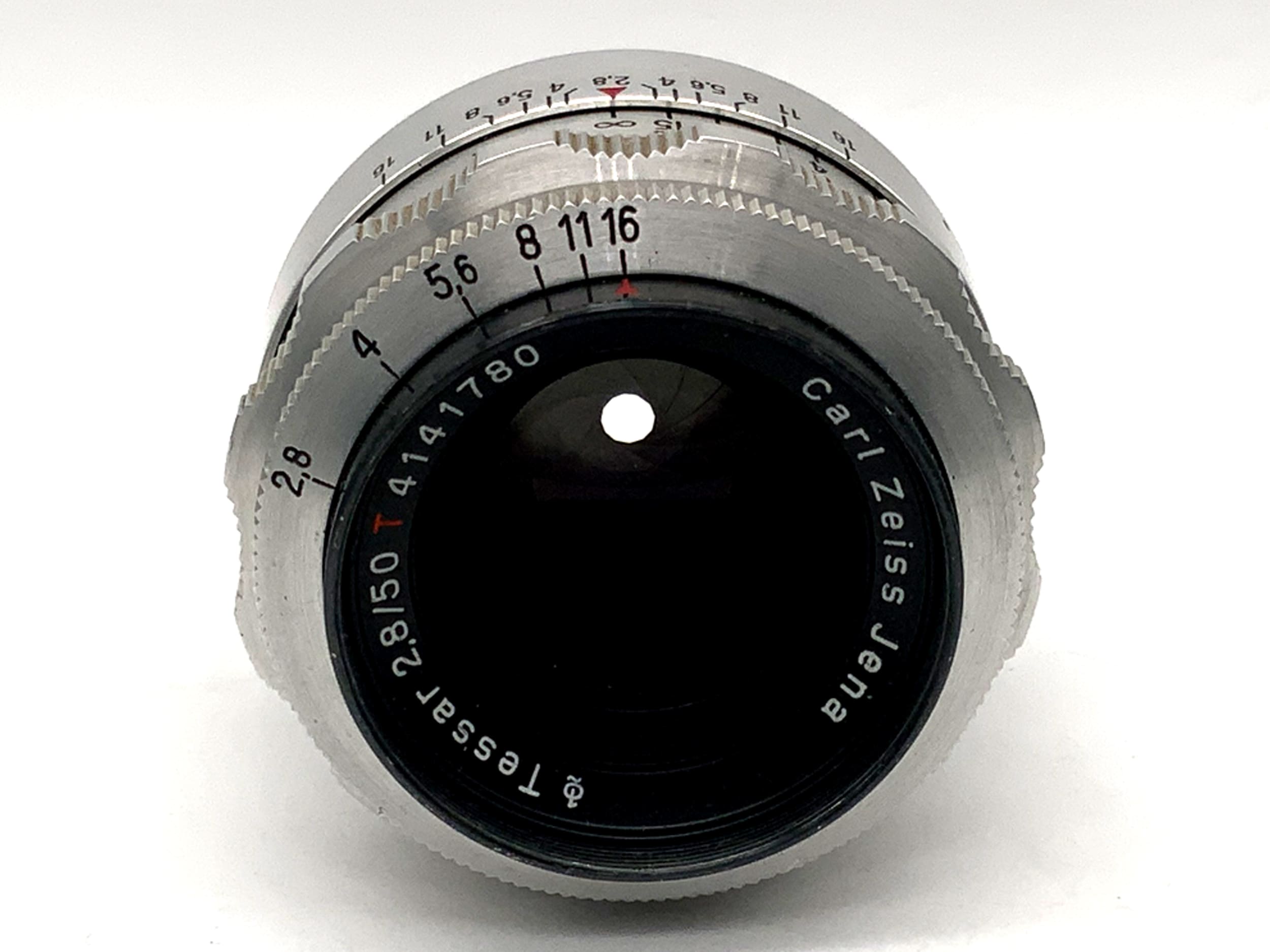 Carl Zeiss Jena 50mm 1:2.8 Objektiv Q1 Tessar red T 12 Blades (Exa)