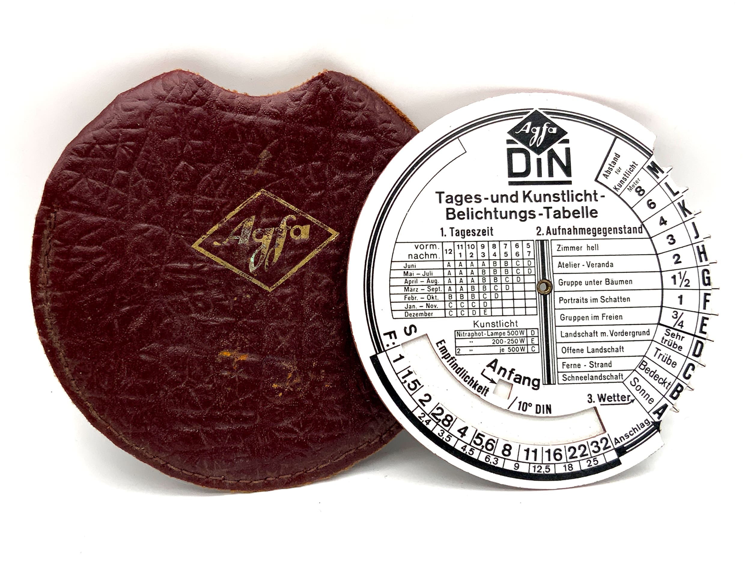 Agfa Belichtungstabelle Tages und Kunstlichttabelle Belichtungsschieber