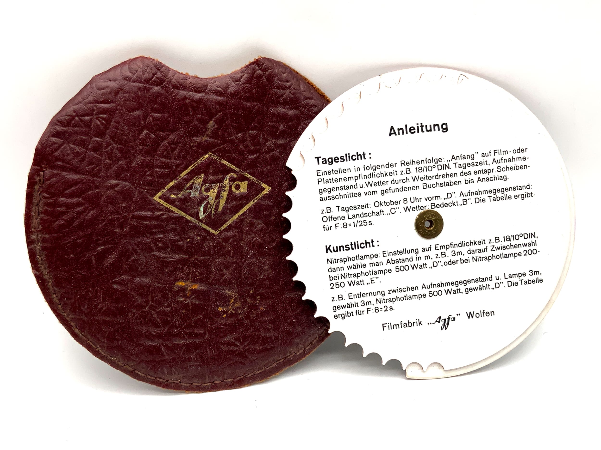 Agfa Belichtungstabelle Tages und Kunstlichttabelle Belichtungsschieber