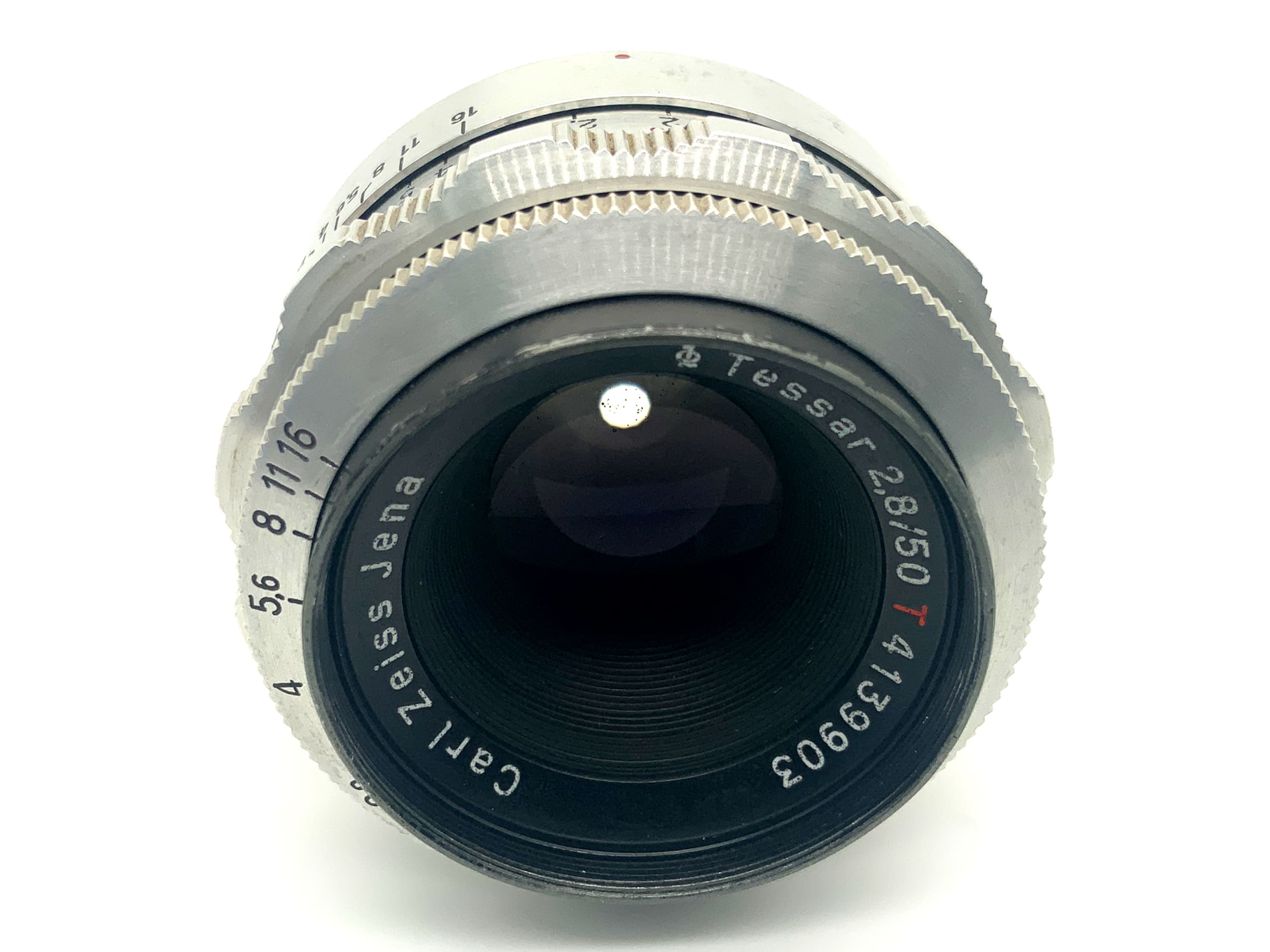 Carl Zeiss Jena Tessar Q1 compact 12 Blades red T 50mm 1:2.8 Objektiv (Exa)