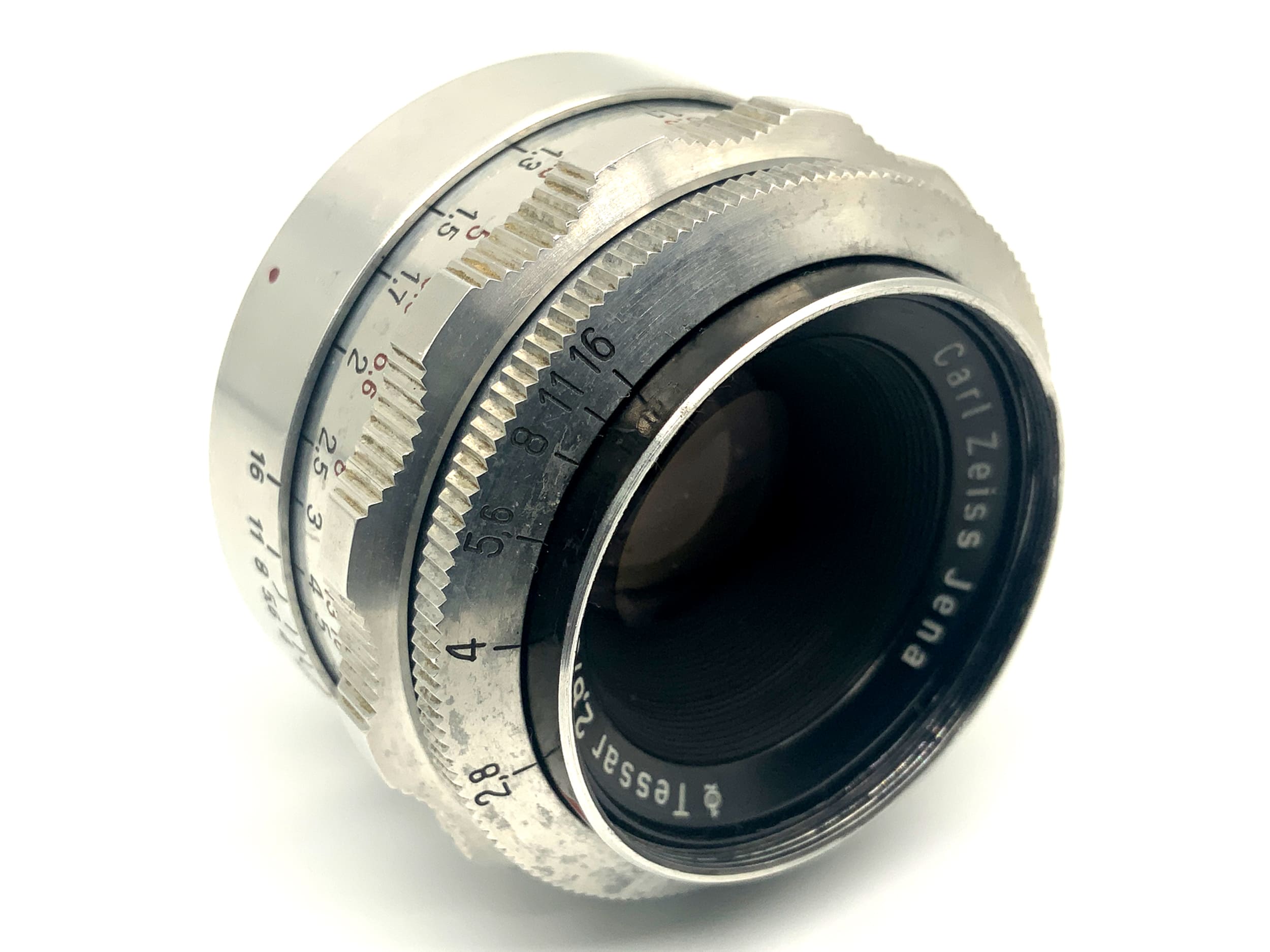 Carl Zeiss Jena Tessar Q1 compact 12 Blades red T 50mm 1:2.8 Objektiv (Exa)