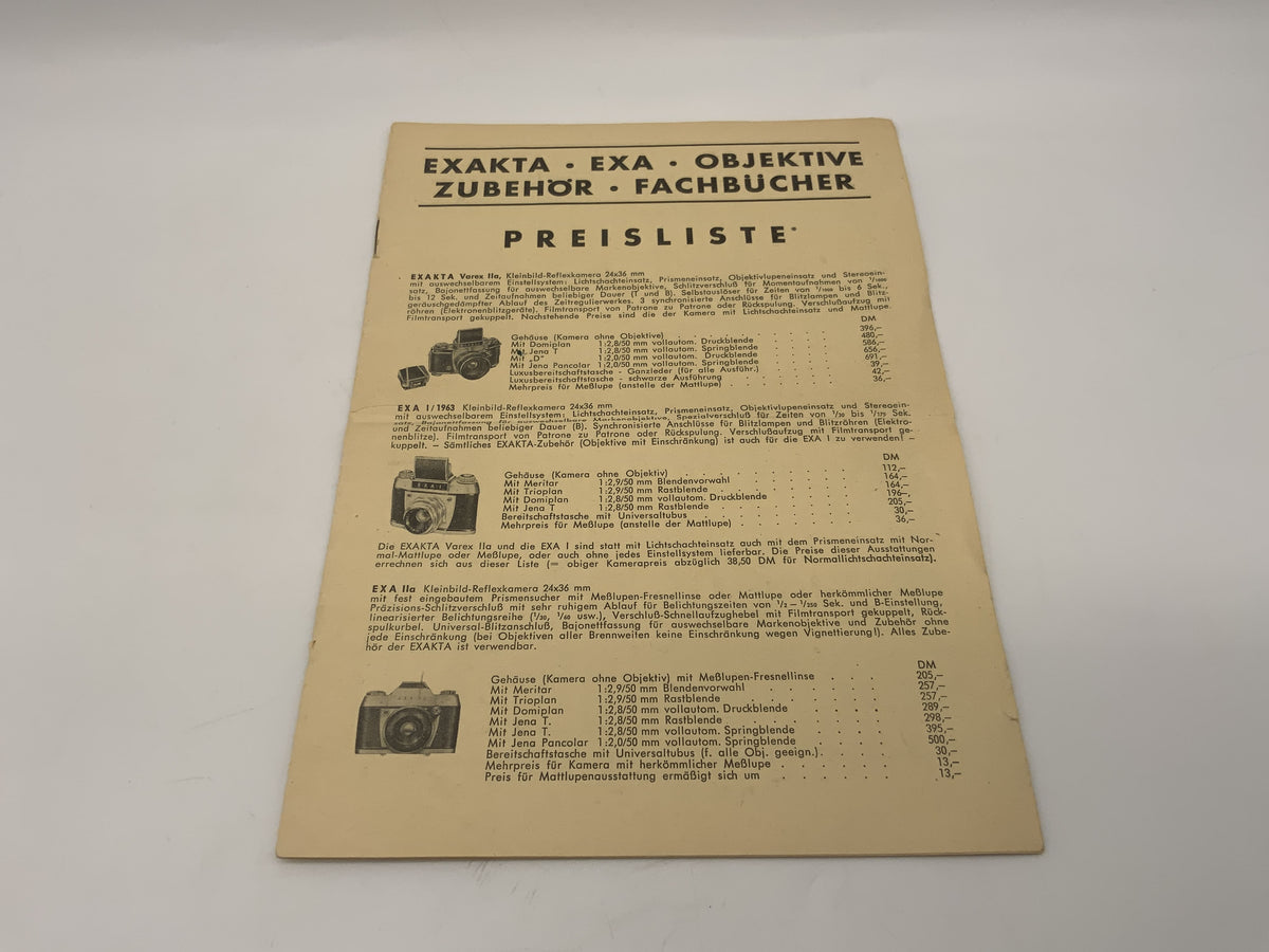 Exakta Nov. 1963 Preisliste Deutsch