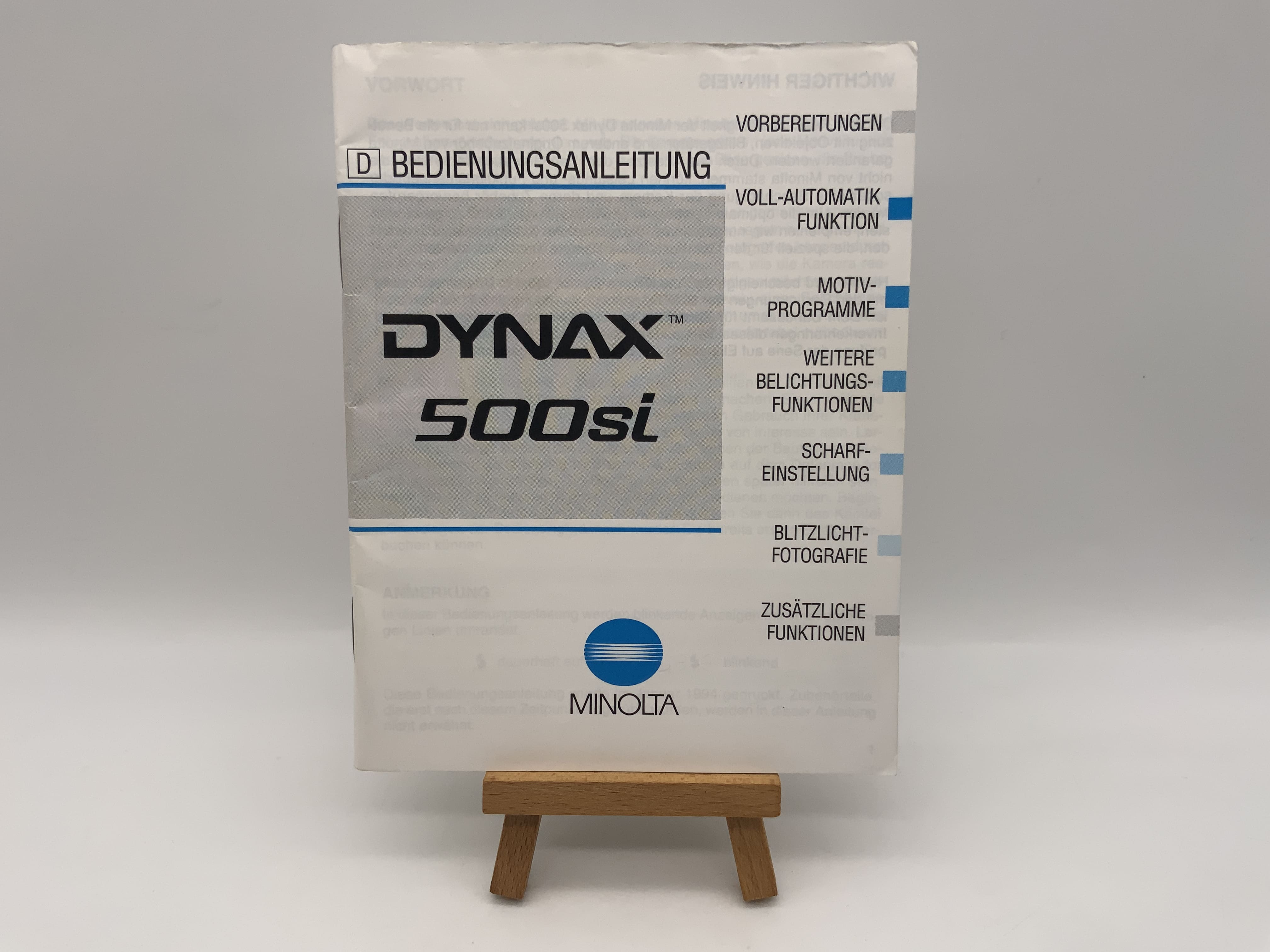 Minolta Dynax 500si Gebrauchsanweisung Bedienungsanleitung Deutsch