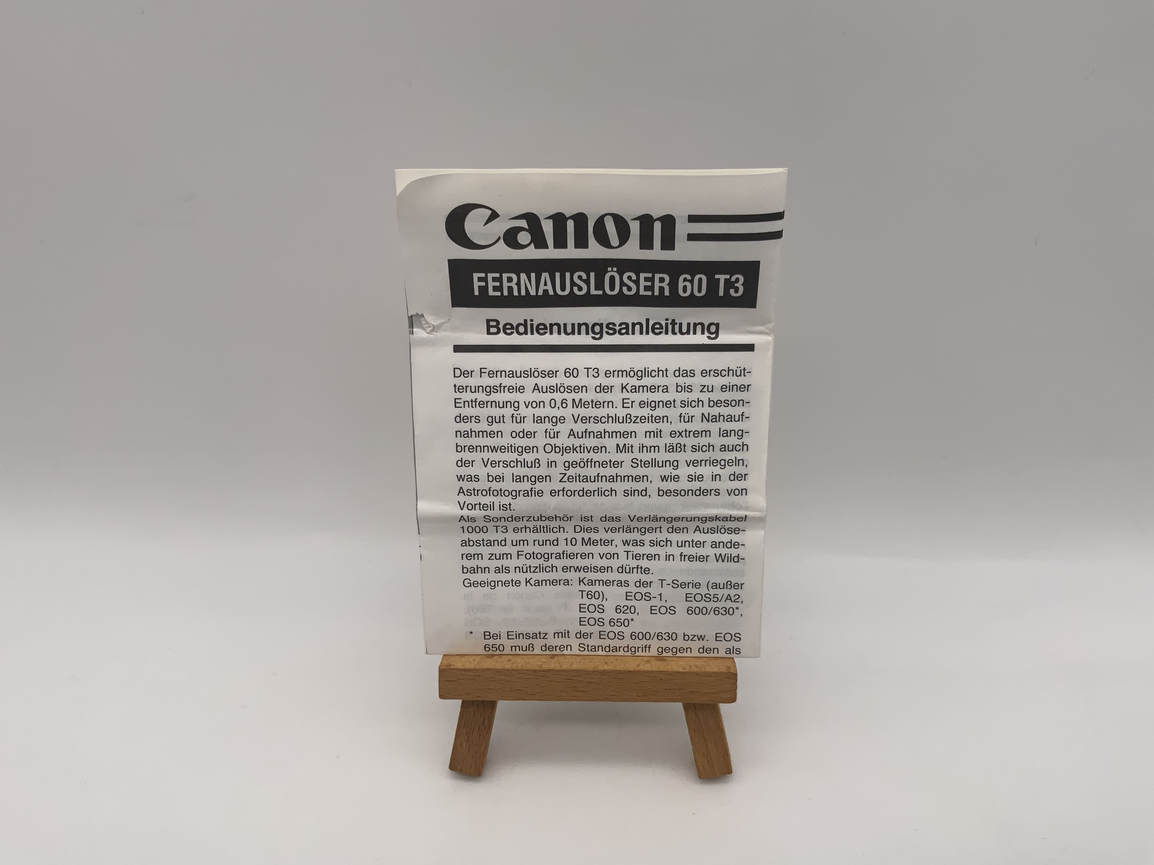 Canon Fernauslöser 60 T3 Gebrauchsanweisung Bedienungsanleitung Deutsch