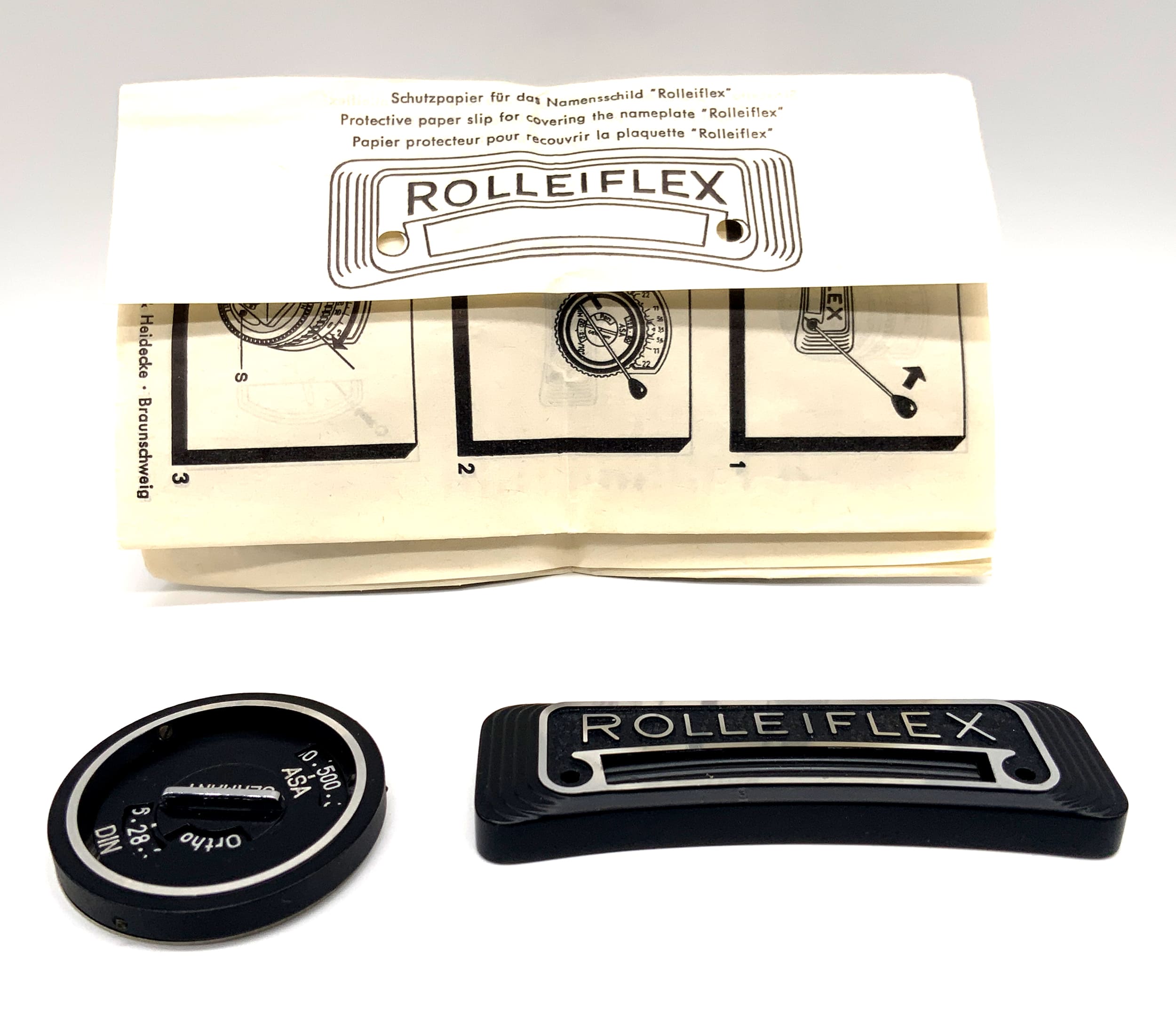 Rollei F&H Belichtungsmesser Abdeckung mit Namensschild für Rolleiflex TLR