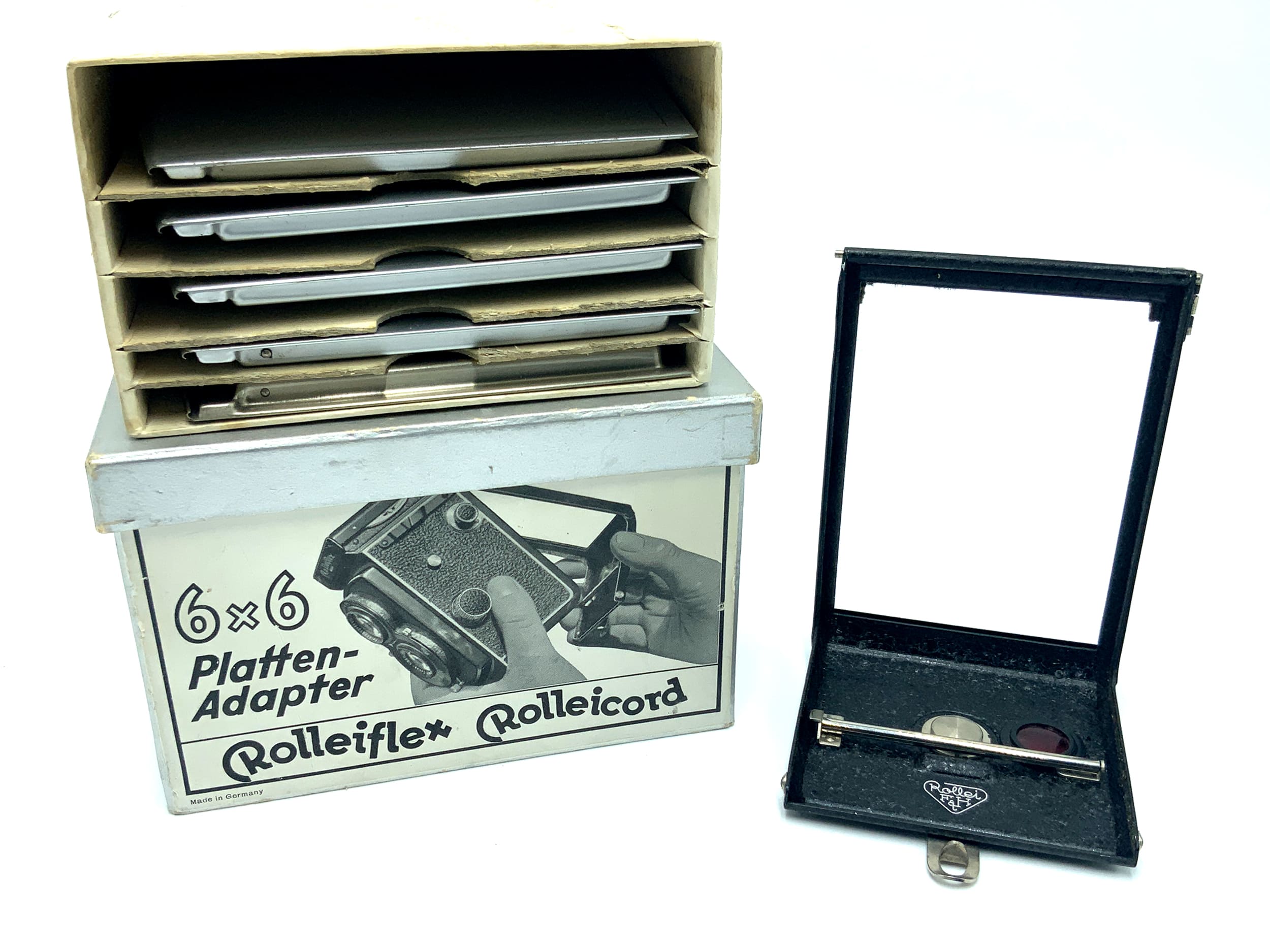 Rollei F&H für Rolleiflex und Rolleicord Plattenadapter 6x6 TLR Set