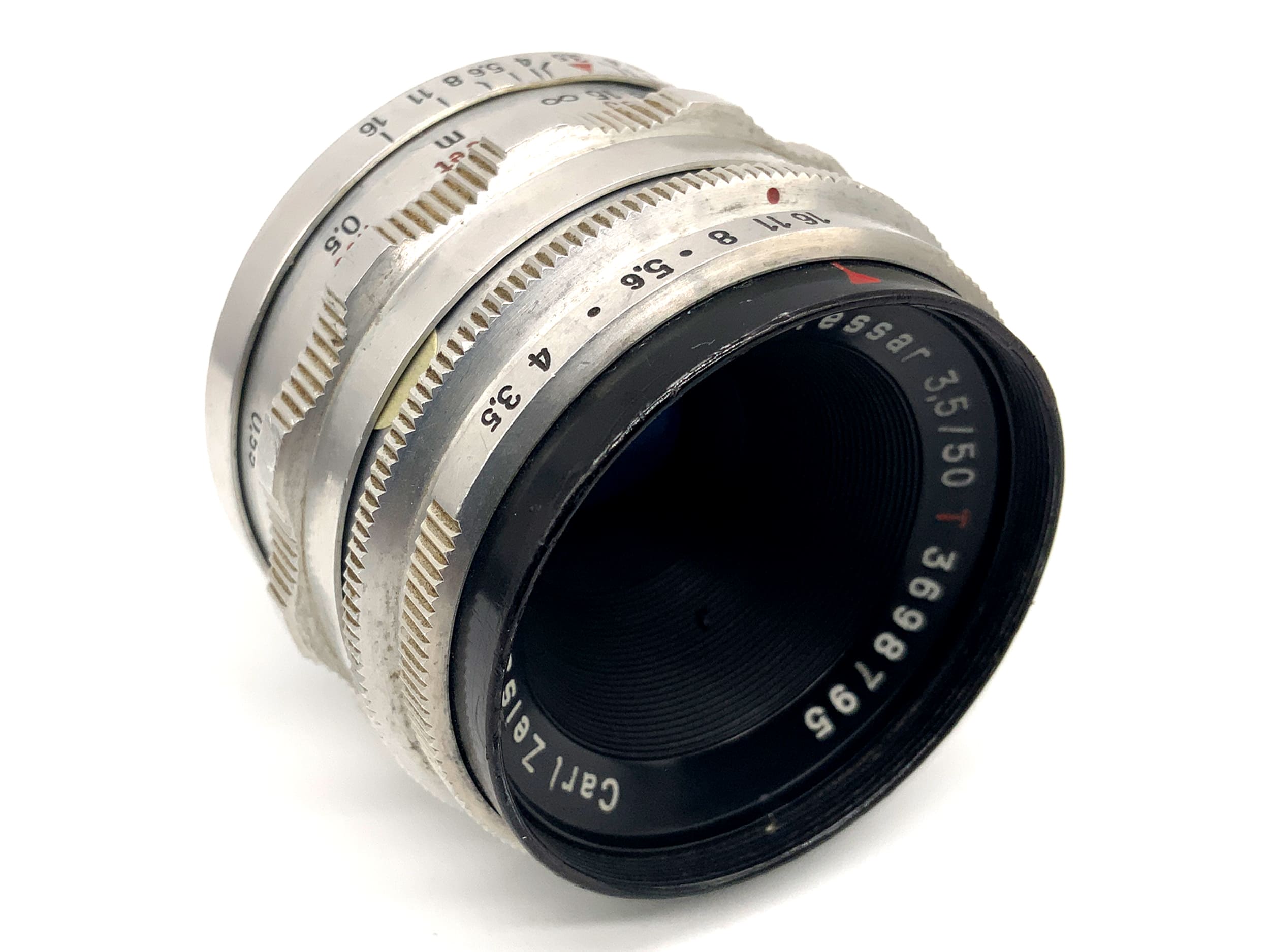 Carl Zeiss Jena Tessar Q1 compact 12 Blades red T 50mm 1:3.5 Objektiv (M42)