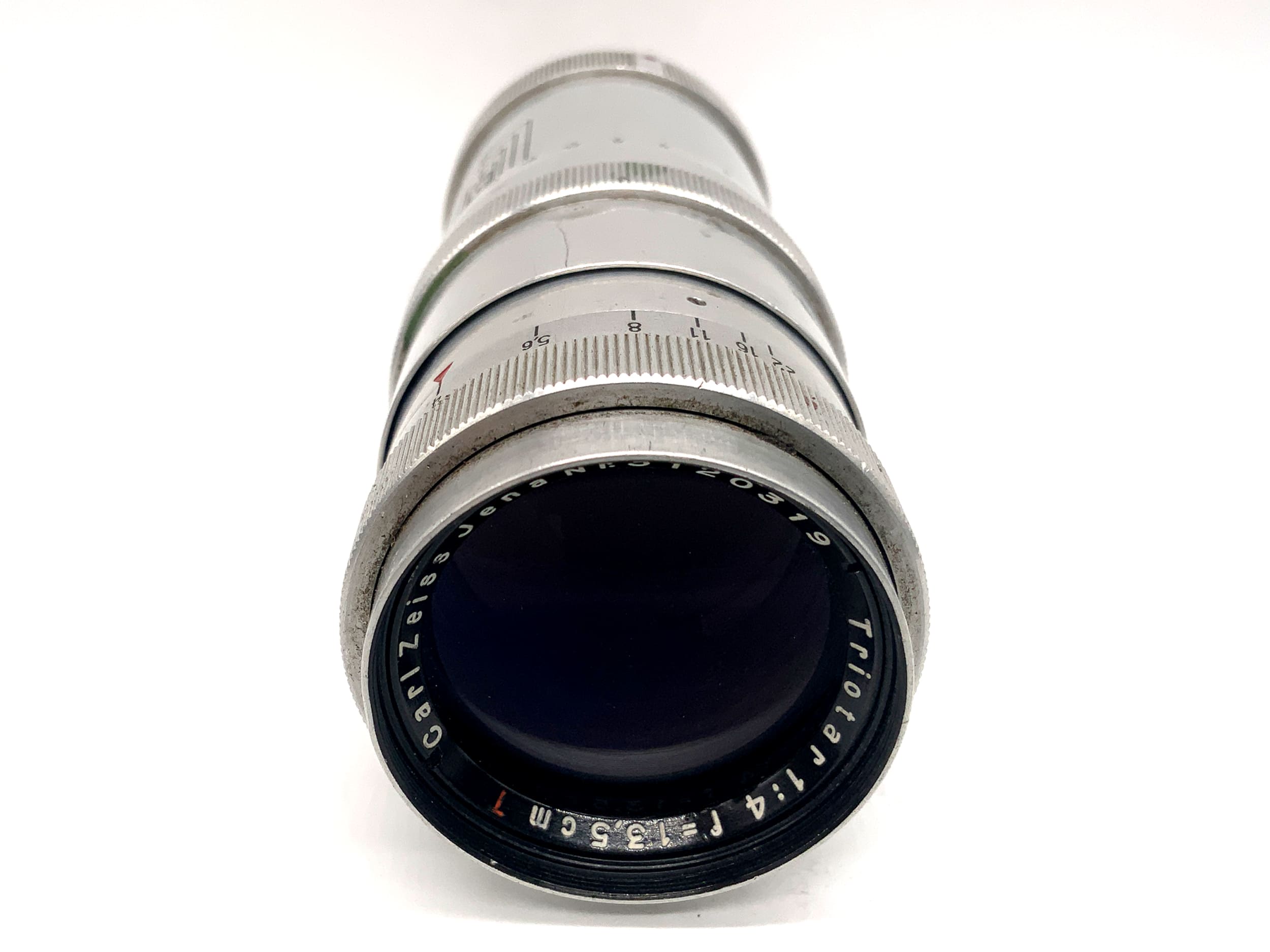 Carl Zeiss Jena Triotar red T 13,5cm 1:4 Objektiv Festbrennweite (Exa)