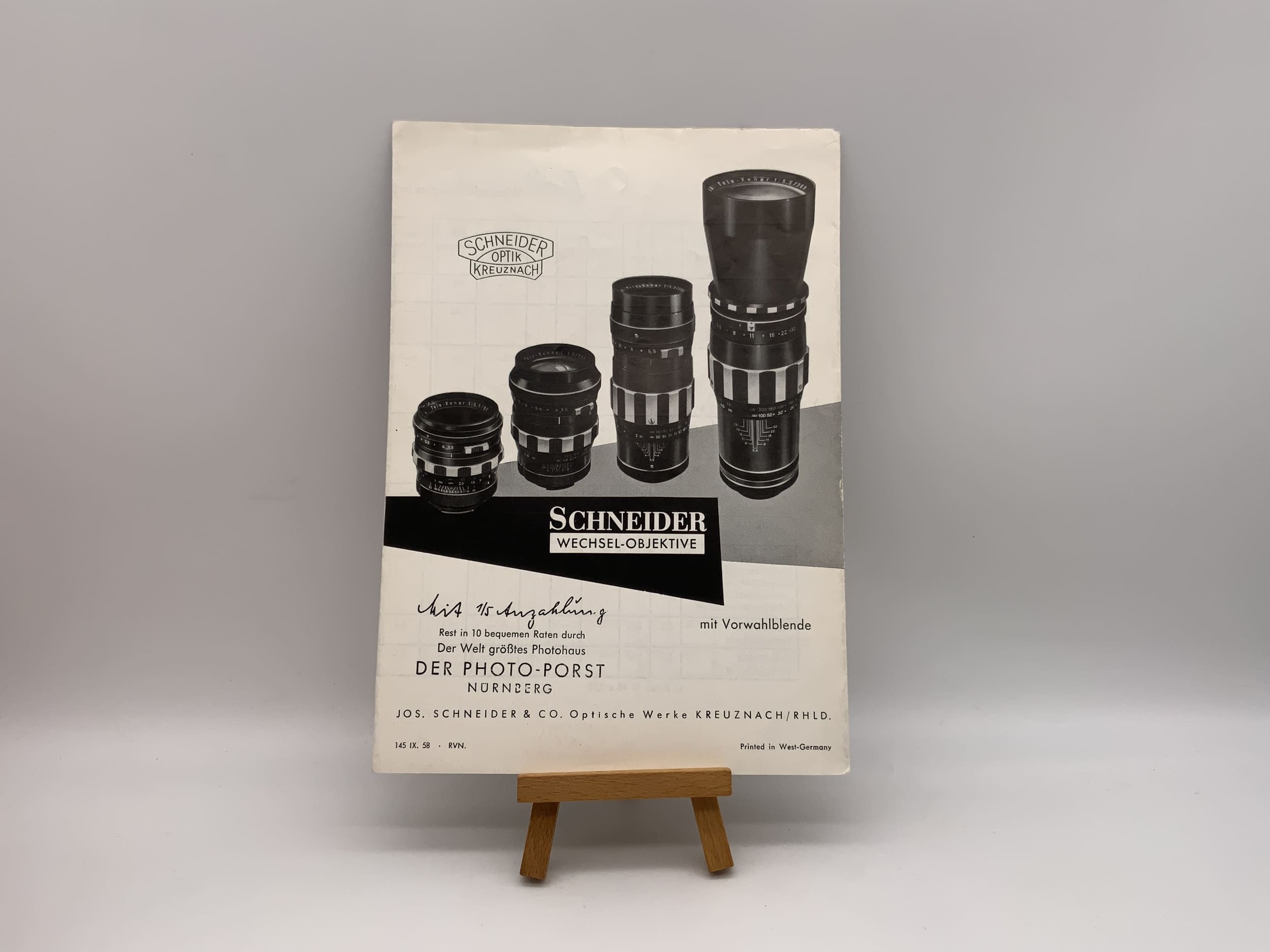 Brochure sur les objectifs interchangeables Schneider Optik Kreuznach (allemand)