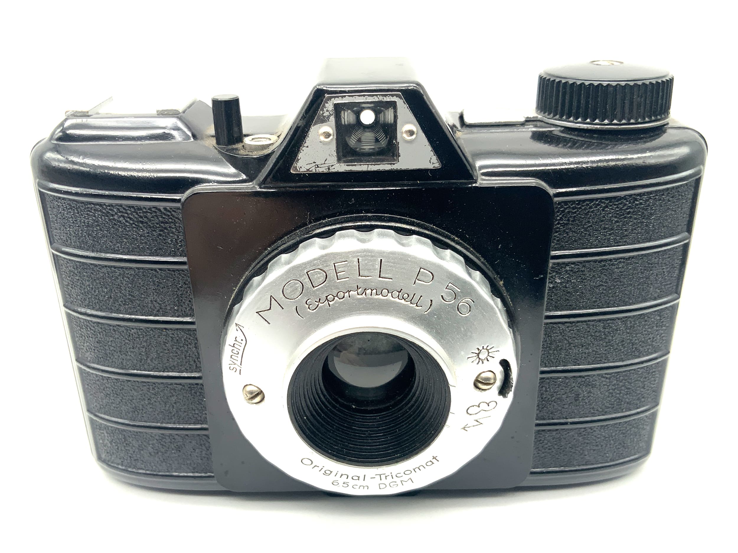 Pouva Model P56 Exportmodell Sucherkamera mit Tricomat 6,5cm Analogkamera