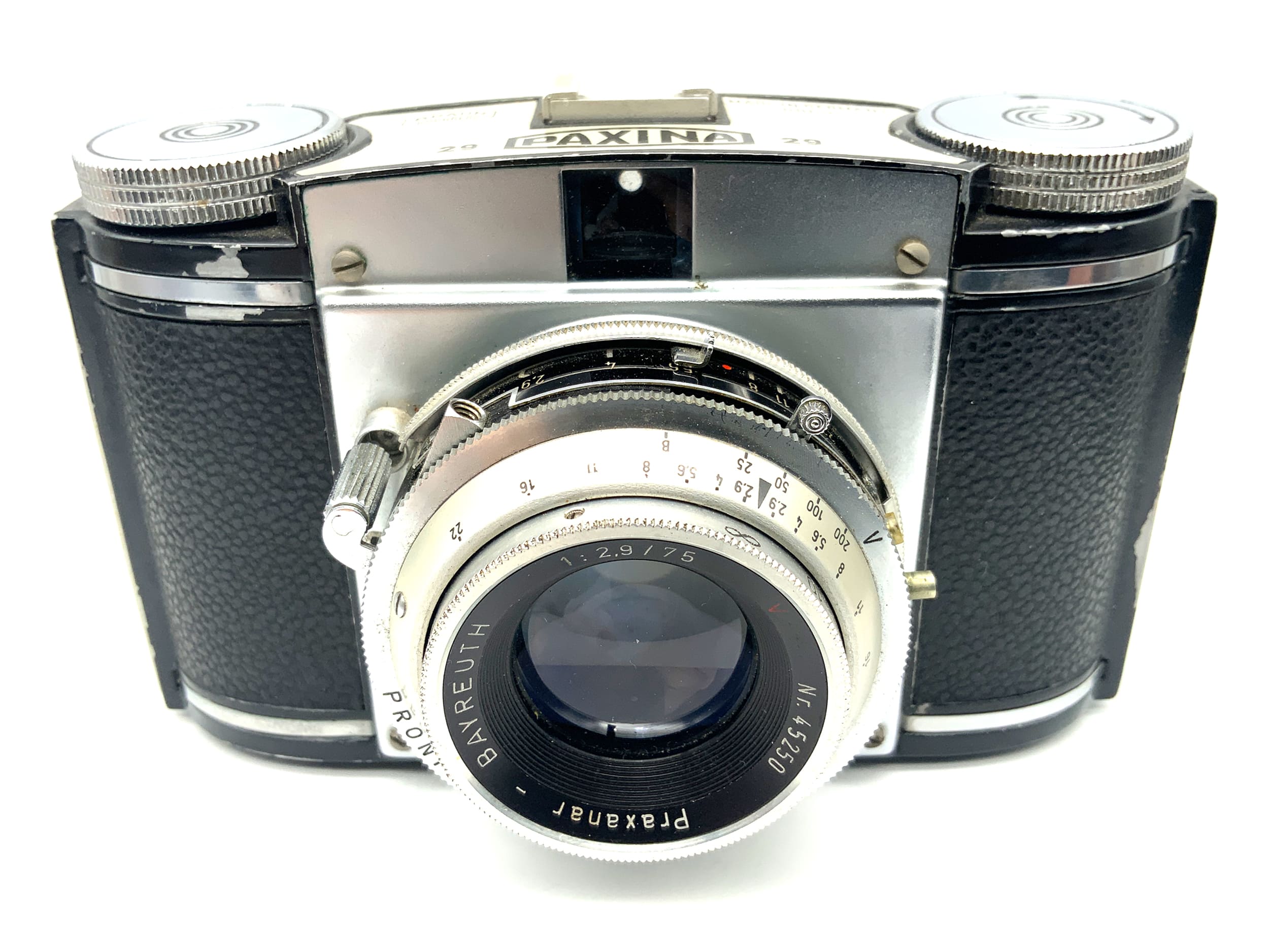 Braun Paxina Sucherkamera mit Bayreuth Paxanar 75mm 1:2.9 Analogkamera