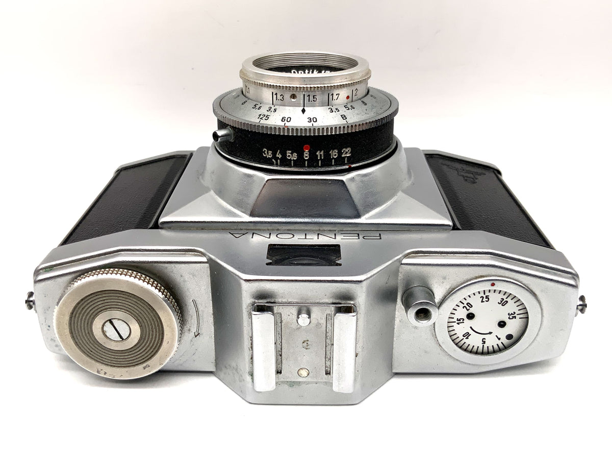 Pentacon Pentona Sucherkamera mit Meyer Optik Trioplan 1:3,5 45mm red V Priomat