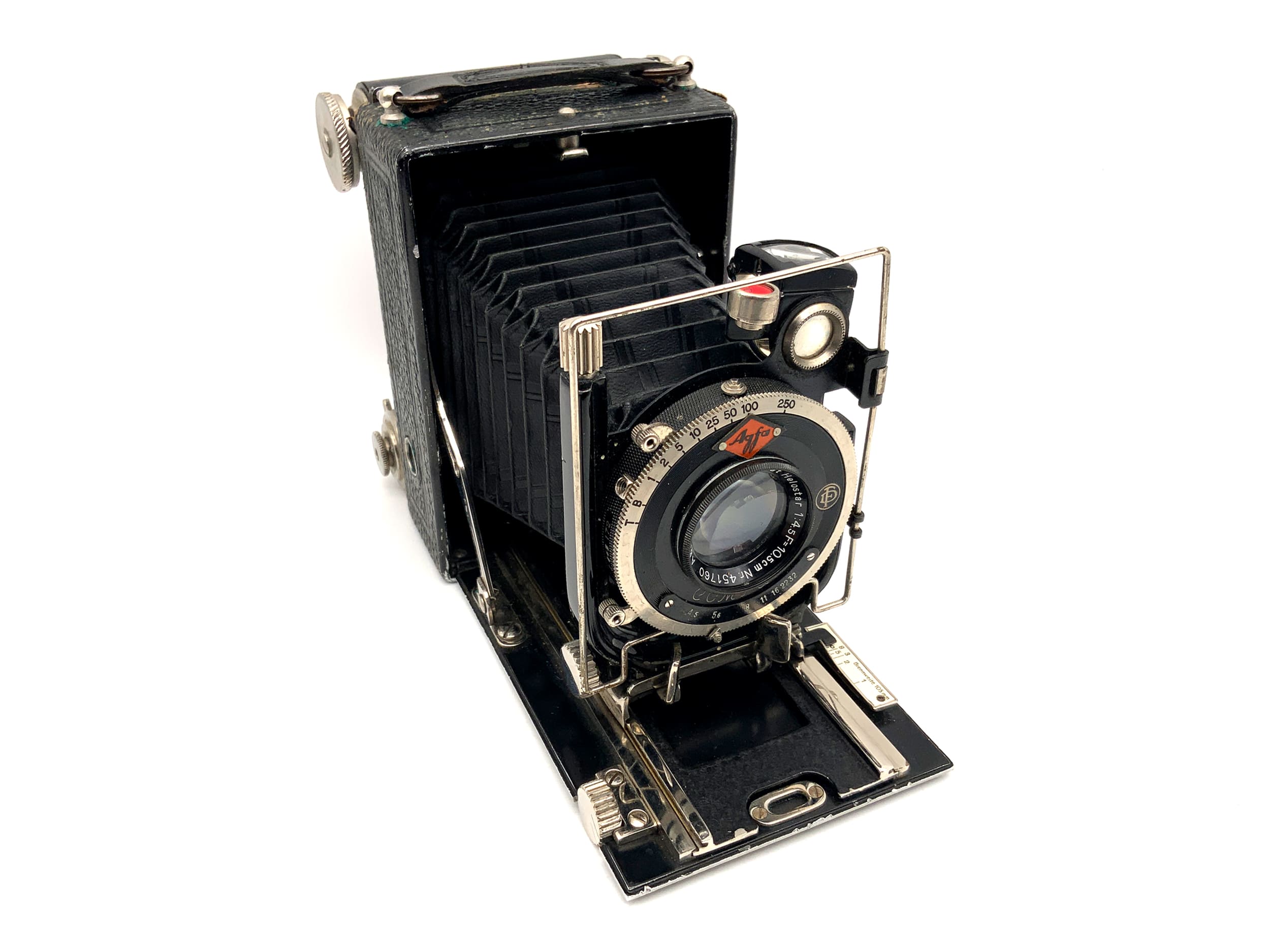 Agfa Plattenkamera mit Anastigmat Helostar 1:4,5 F=10,5cm Rollfilm Magazin