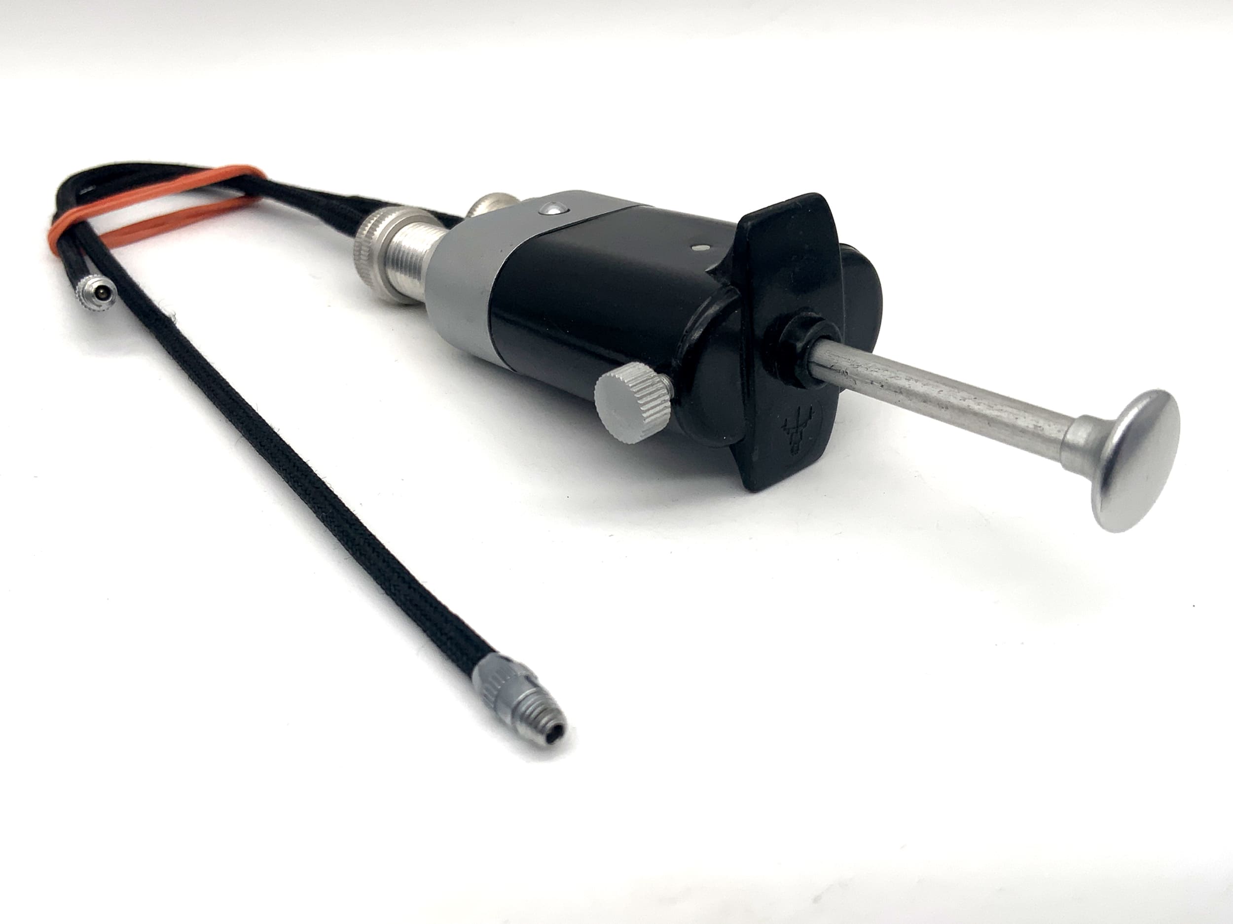 Pentacon ca.14/24cm Doppeldrahtauslöser schwarz mit Feststeller Kabelauslöser