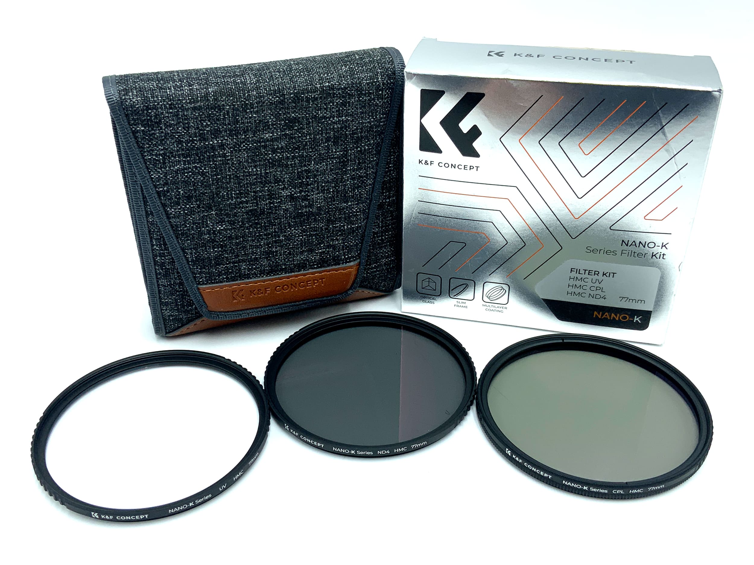 K&F Concept Filter Kit Nano-K HMC UV/CPL/ND4 in OVP Filter 77mm Kreisförmig