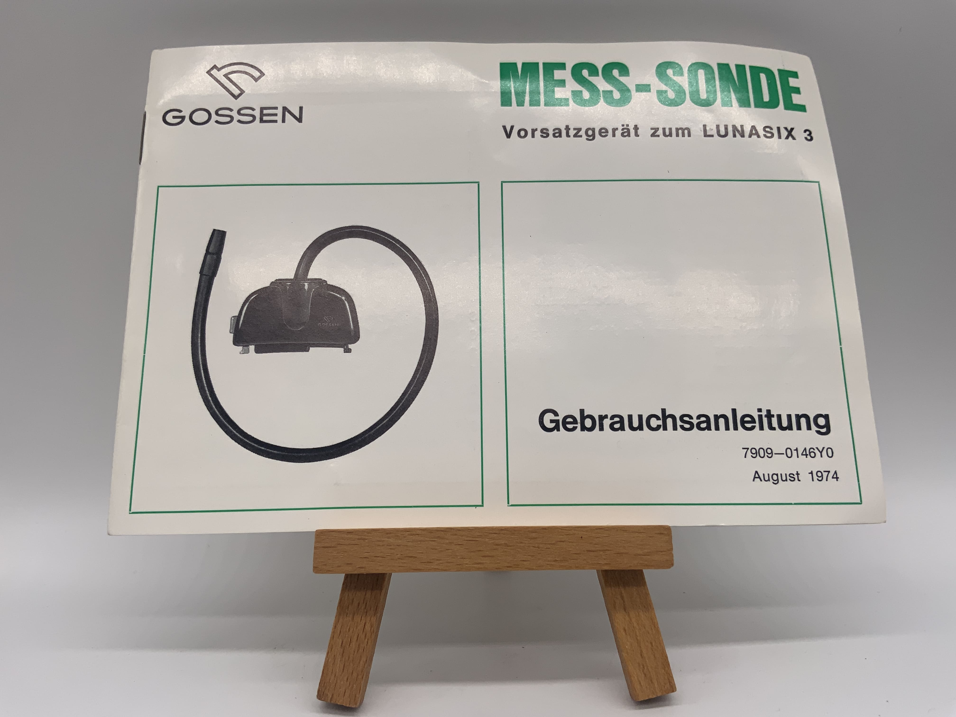 Gossen Mess-Sonde Vorsatzgerät zum Lunasix 3 Bedienungsanleitung Deutsch