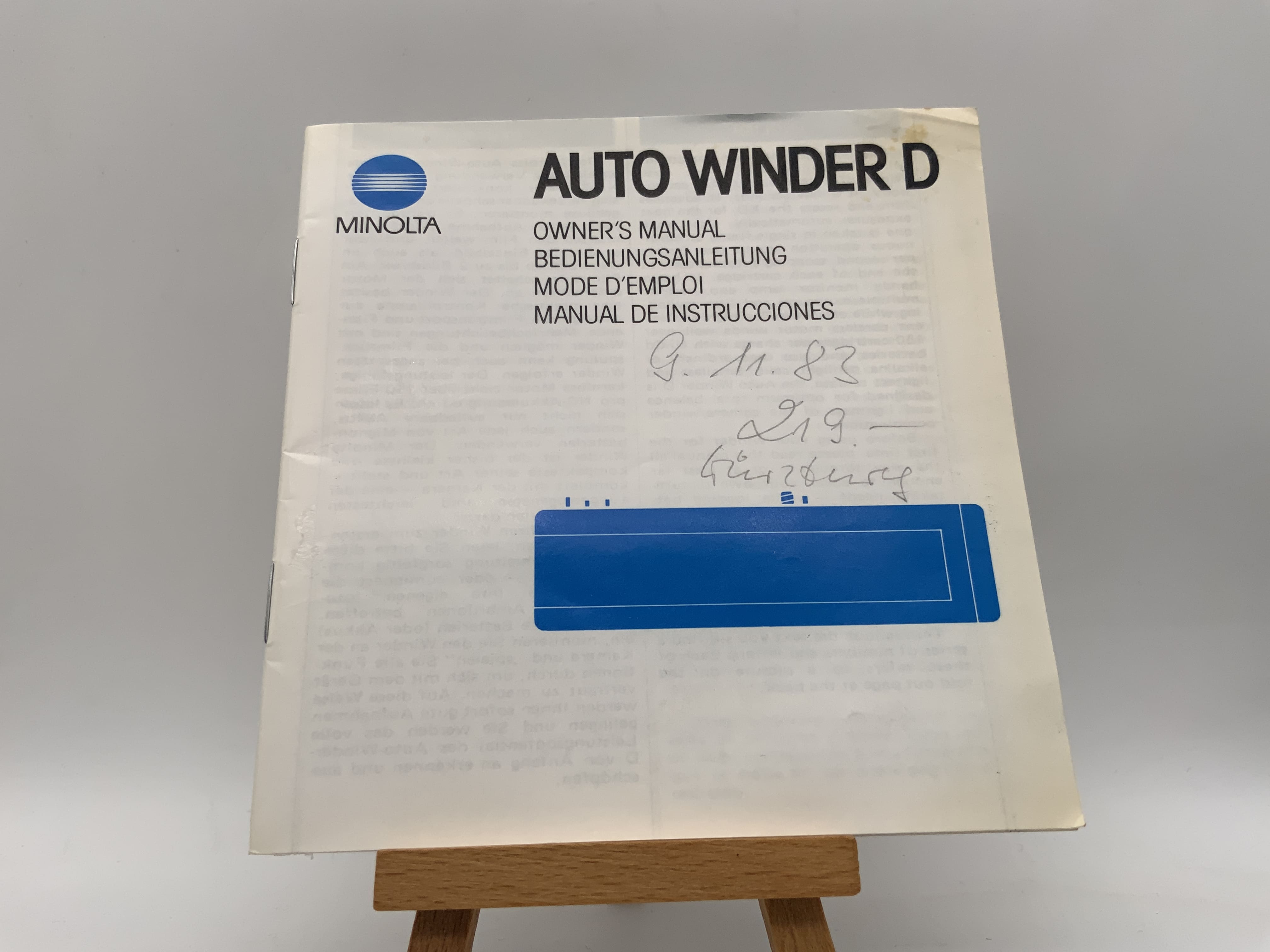 Minolta Auto Winder D Bedienungsanleitung Englisch