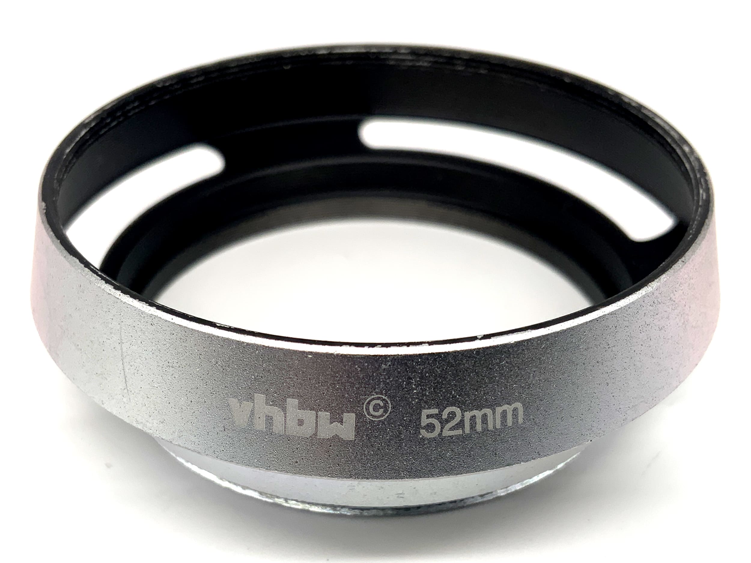 vhbw 52mm Gegenlichtblende metall Schraubblende silber lenshood Sonnenblende