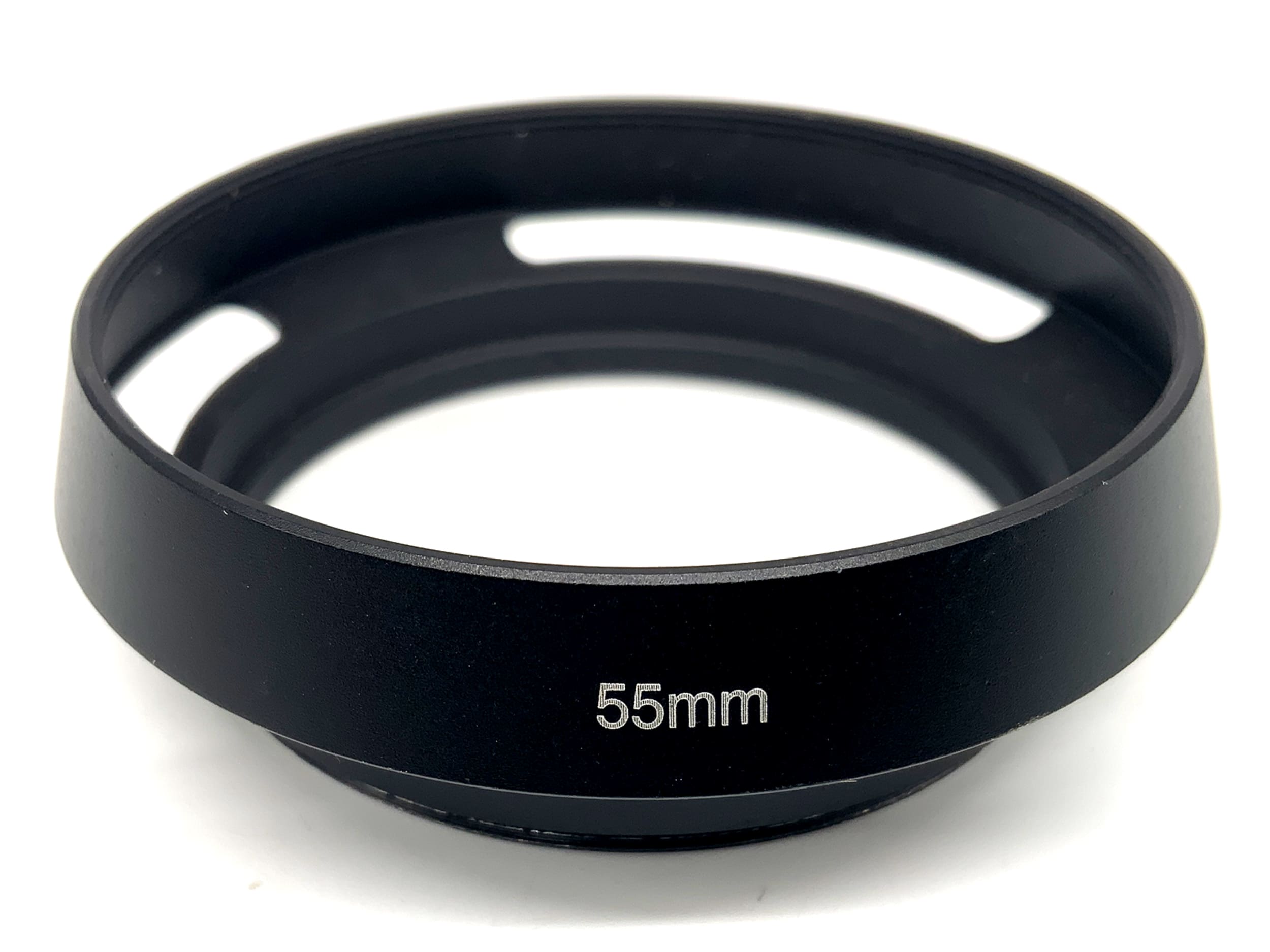 55mm Gegenlichtblende Metall Alu schwarz lenshood Sonnenblende