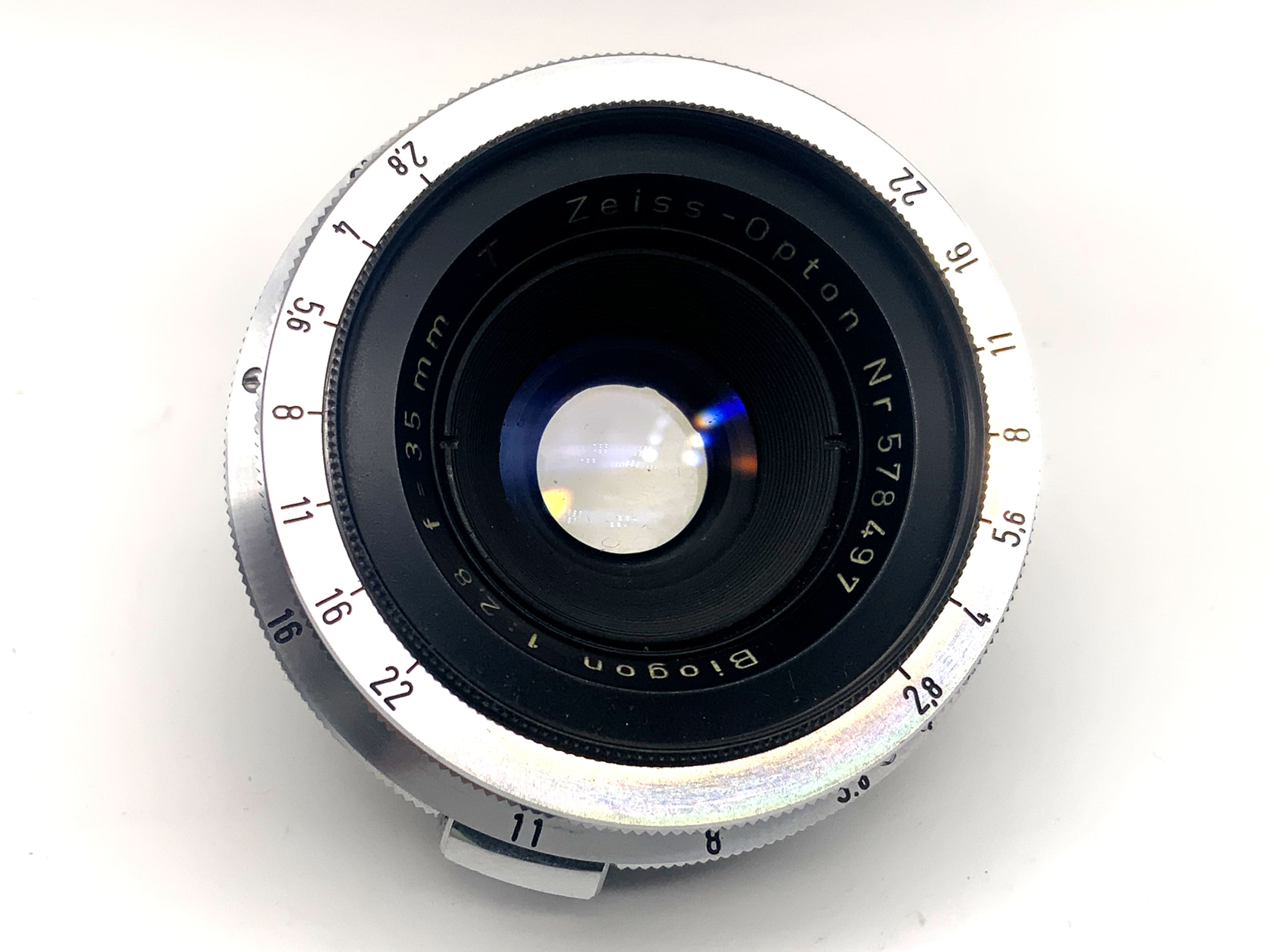 Zeiss-Opton Biogon red T 35mm 1:2.8 Objektiv Festbrennweite (Contax RF) Pilz!