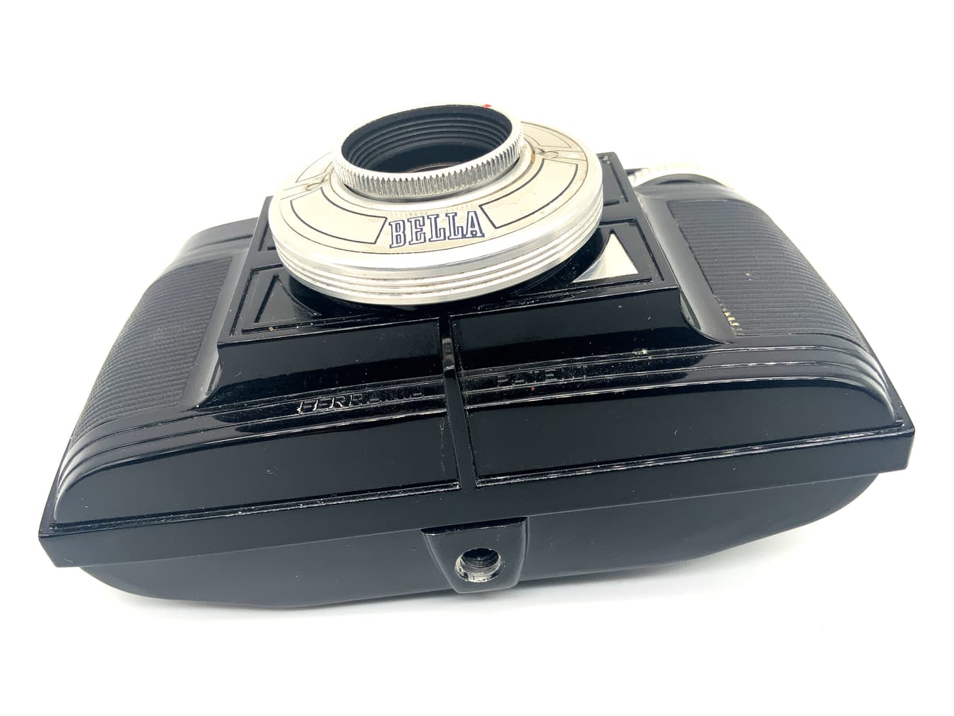 Ferrania Bilora Sucherkamera mit Bella Synchro Flash Kompaktkamera Analogkamera