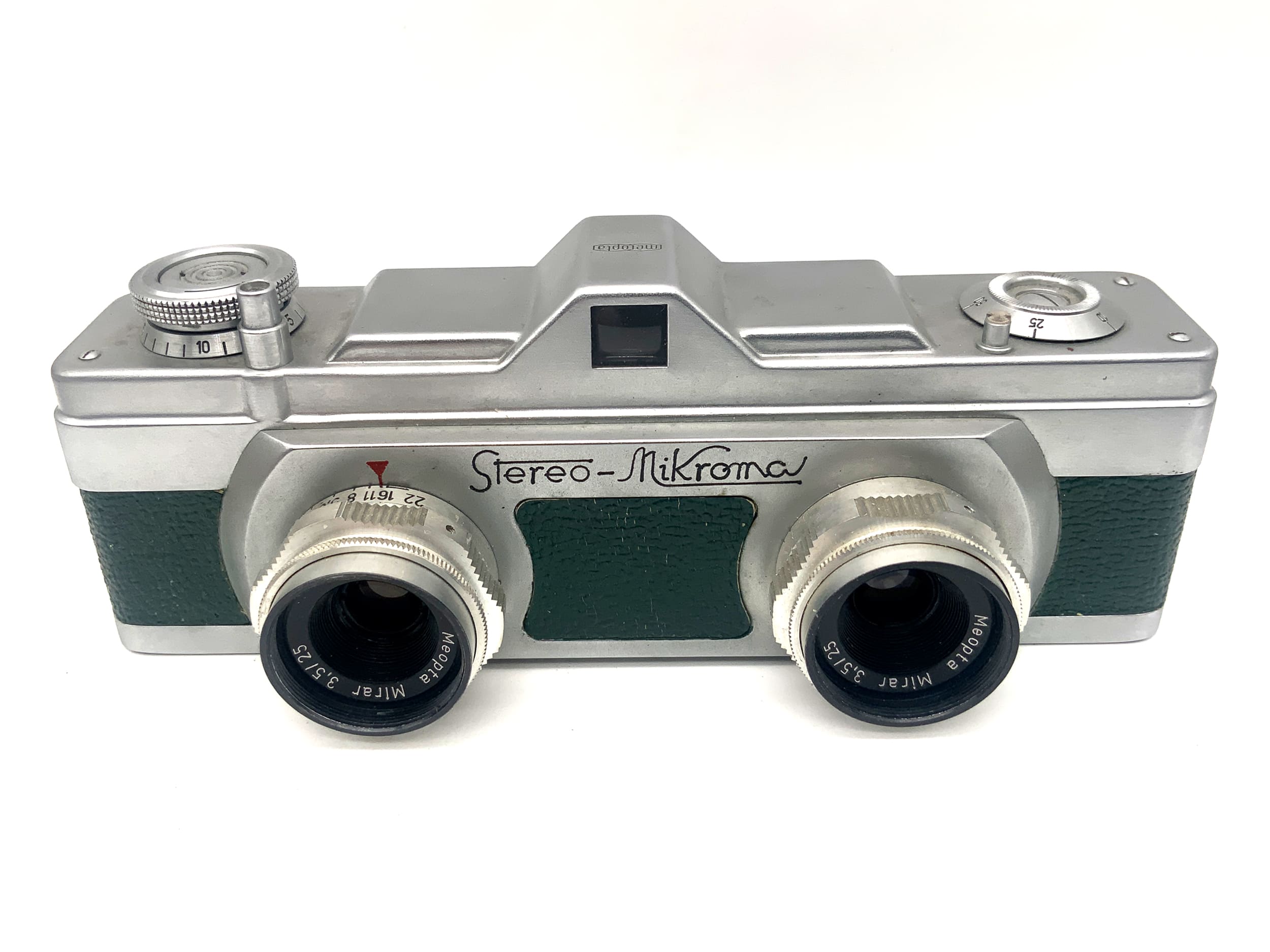 Meopta Mikroma Stereo Miniaturkamera mit Mirar 25mm 1:3,5 Kleinstbildkamera