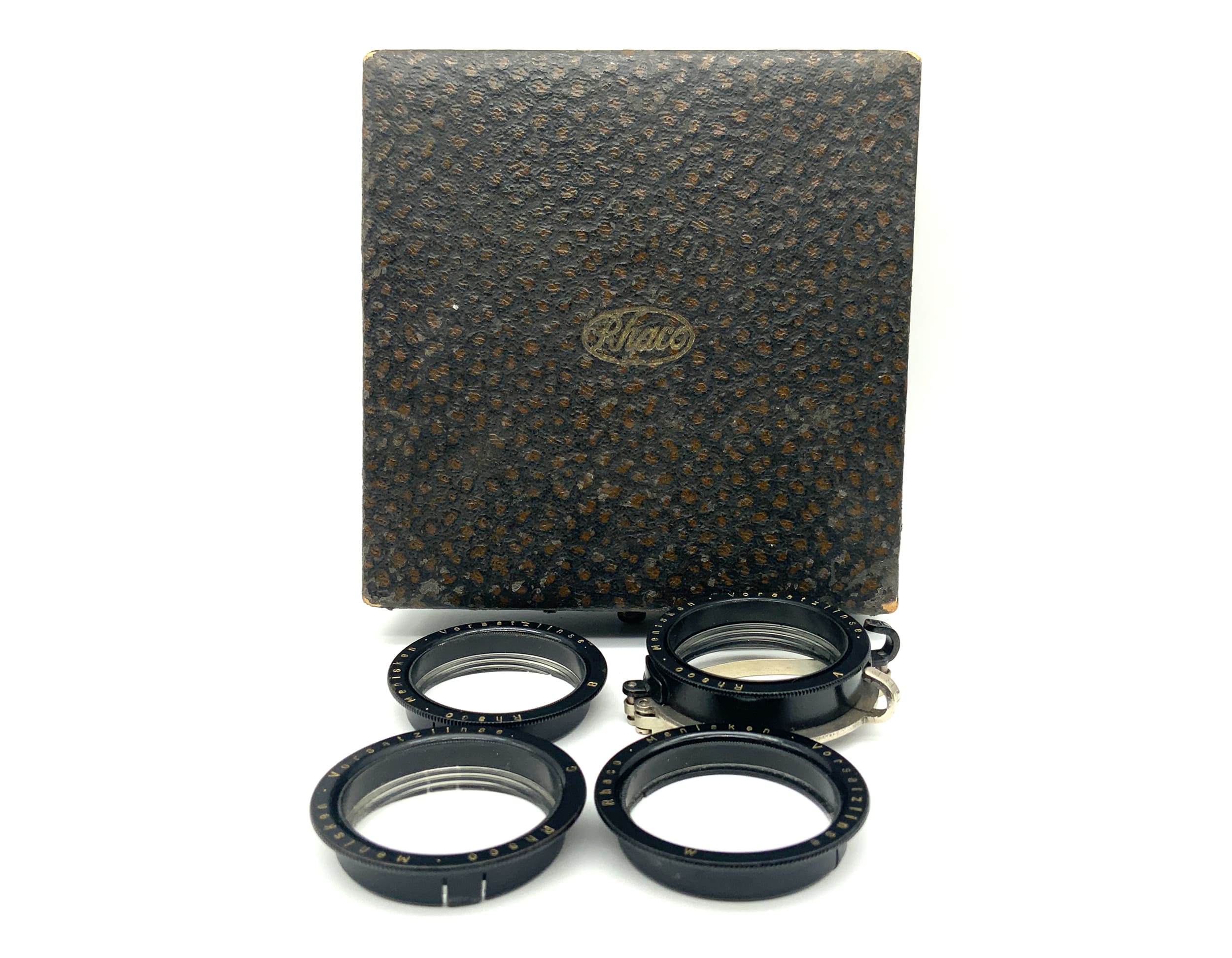 Rhaco Menisken Vorsatz Linse A, B, C,W mit Halter im Etui Filter Filtergewinde